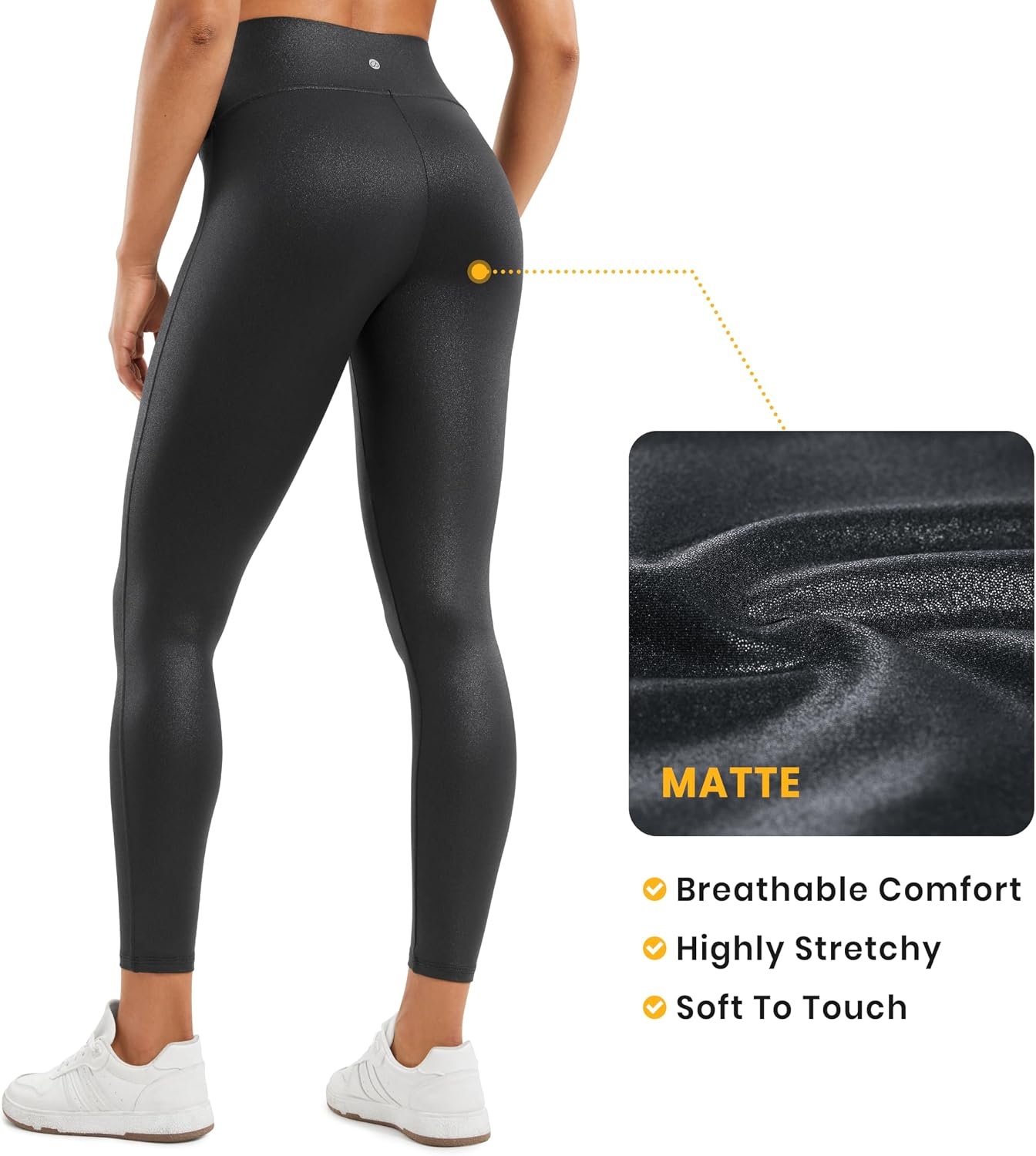 image:imageCRZ YOGA No Front Seam Faux Leather Leggings 25 Butterluxe Matte High Waist Stretch Tights Womens Pleather PantsBlack Classic