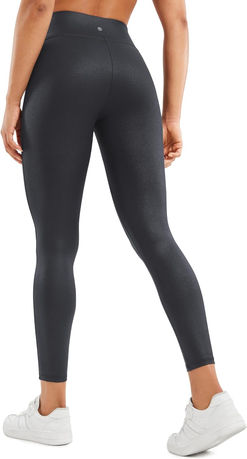 image:imageCRZ YOGA No Front Seam Faux Leather Leggings 25 Butterluxe Matte High Waist Stretch Tights Womens Pleather PantsMysterious Grey Foil Pattern
