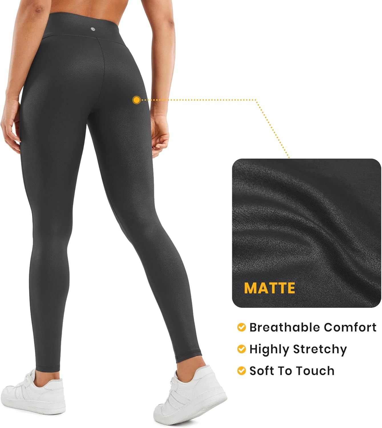 image:imageCRZ YOGA No Front Seam Faux Leather Leggings 28 Butterluxe Matte High Waist Stretch Tights Womens Pleather PantsBlack Foil Pattern
