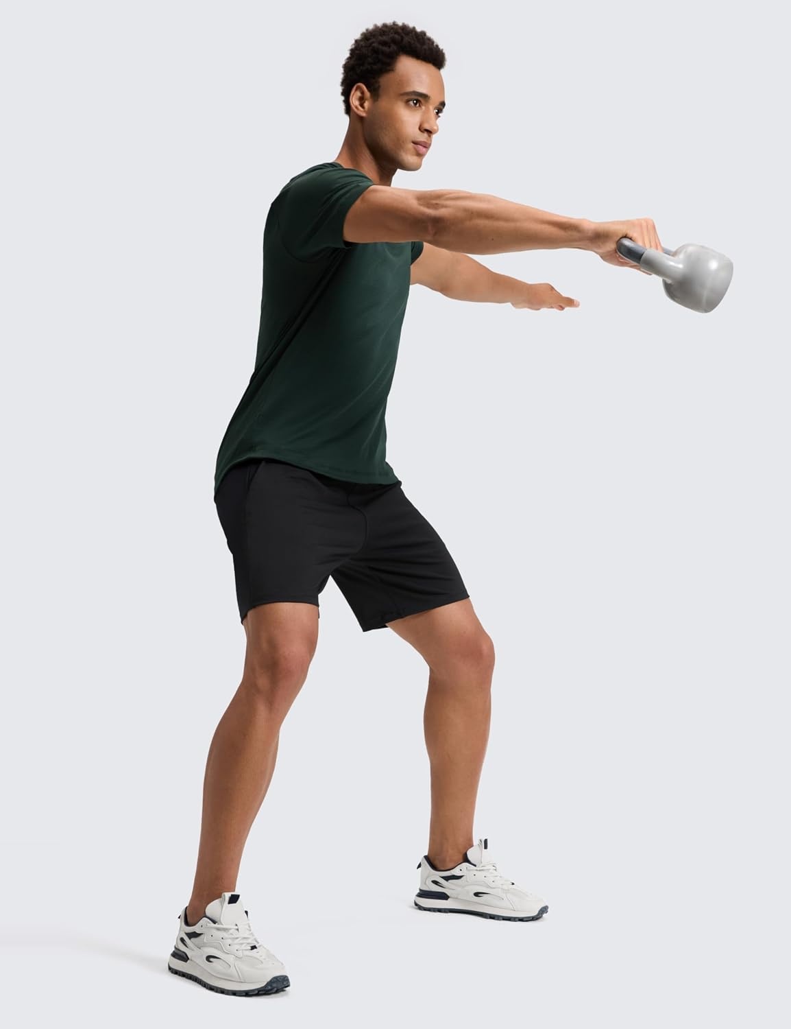 image:imageCRZ YOGA Performance Shorts for Men 7 Knit Stretch Breathable SweatWicking Workout Athletic Gym Casual with PocketsBlack
