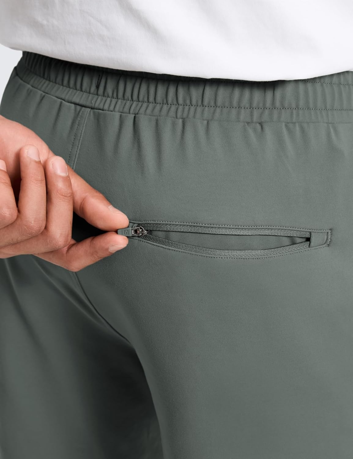 image:imageCRZ YOGA Performance Shorts for Men 7 Knit Stretch Breathable SweatWicking Workout Athletic Gym Casual with PocketsGrey Sage