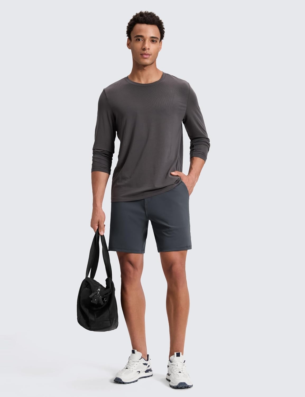 image:imageCRZ YOGA Performance Shorts for Men 7 Knit Stretch Breathable SweatWicking Workout Athletic Gym Casual with PocketsInk Gray