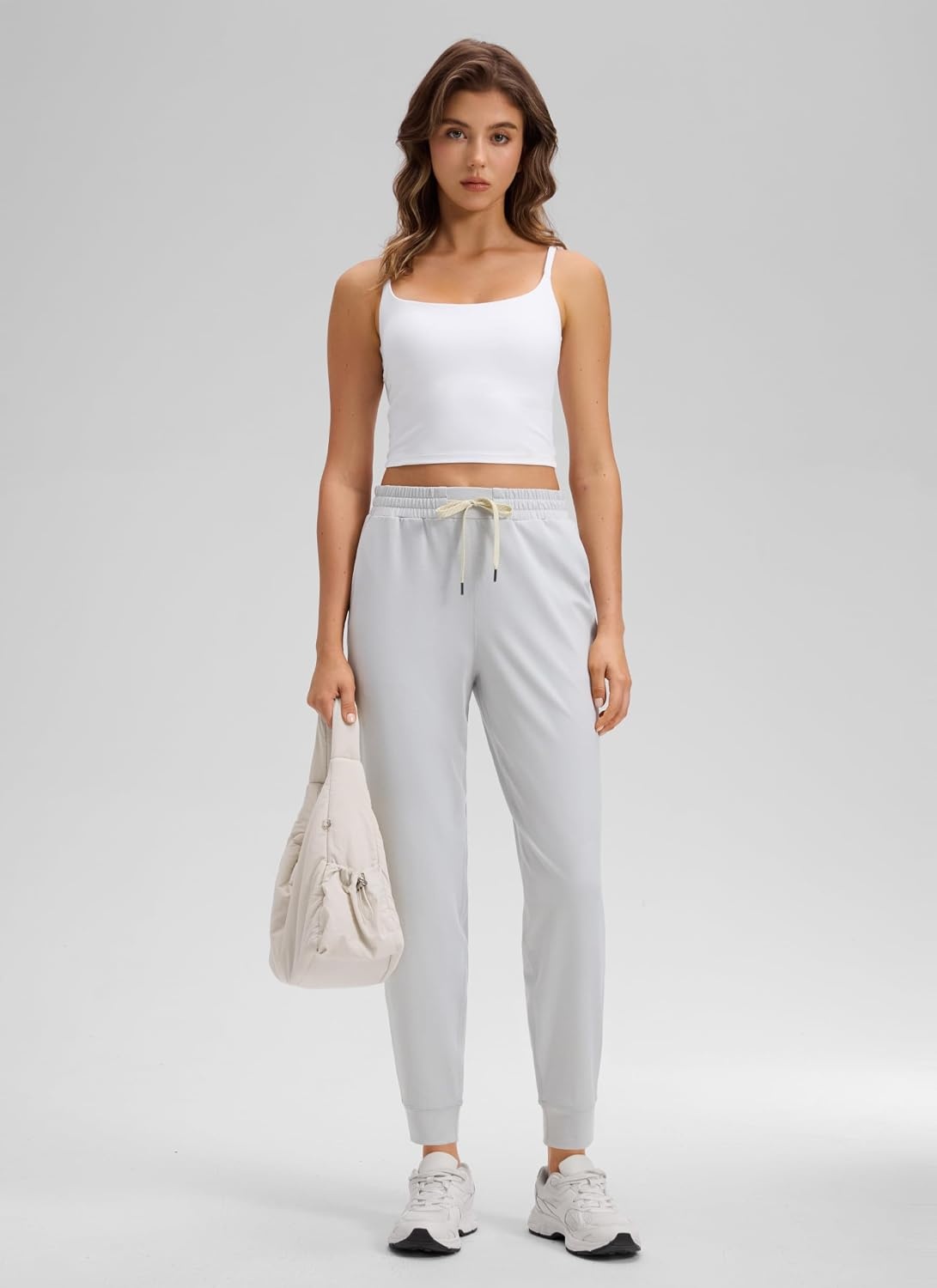 image:imageCRZ YOGA Performance Workout Joggers for Women 275 Tapered Running Casual Athletic Pants with PocketsLight Grey Heather