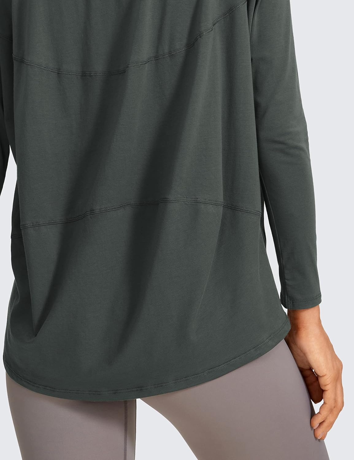 image:imageCRZ YOGA Pima Cotton Boat Neck Long Sleeve Shirts for Women Workout Athletic Yoga Casual Tops Loose Fit Fall TShirtsIvy Green