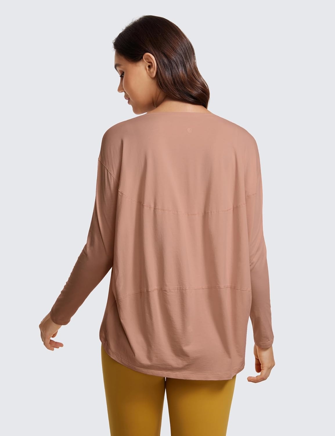 image:imageCRZ YOGA Pima Cotton Boat Neck Long Sleeve Shirts for Women Workout Athletic Yoga Casual Tops Loose Fit Fall TShirtsMocha Mousse
