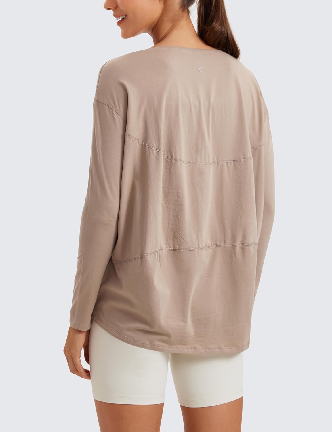 image:imageCRZ YOGA Pima Cotton Boat Neck Long Sleeve Shirts for Women Workout Athletic Yoga Casual Tops Loose Fit Fall TShirtsMortar Color