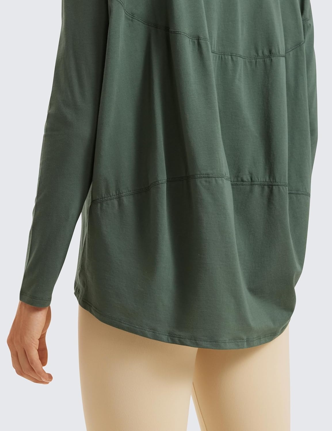 image:imageCRZ YOGA Pima Cotton Boat Neck Long Sleeve Shirts for Women Workout Athletic Yoga Casual Tops Loose Fit Fall TShirtsNature Green