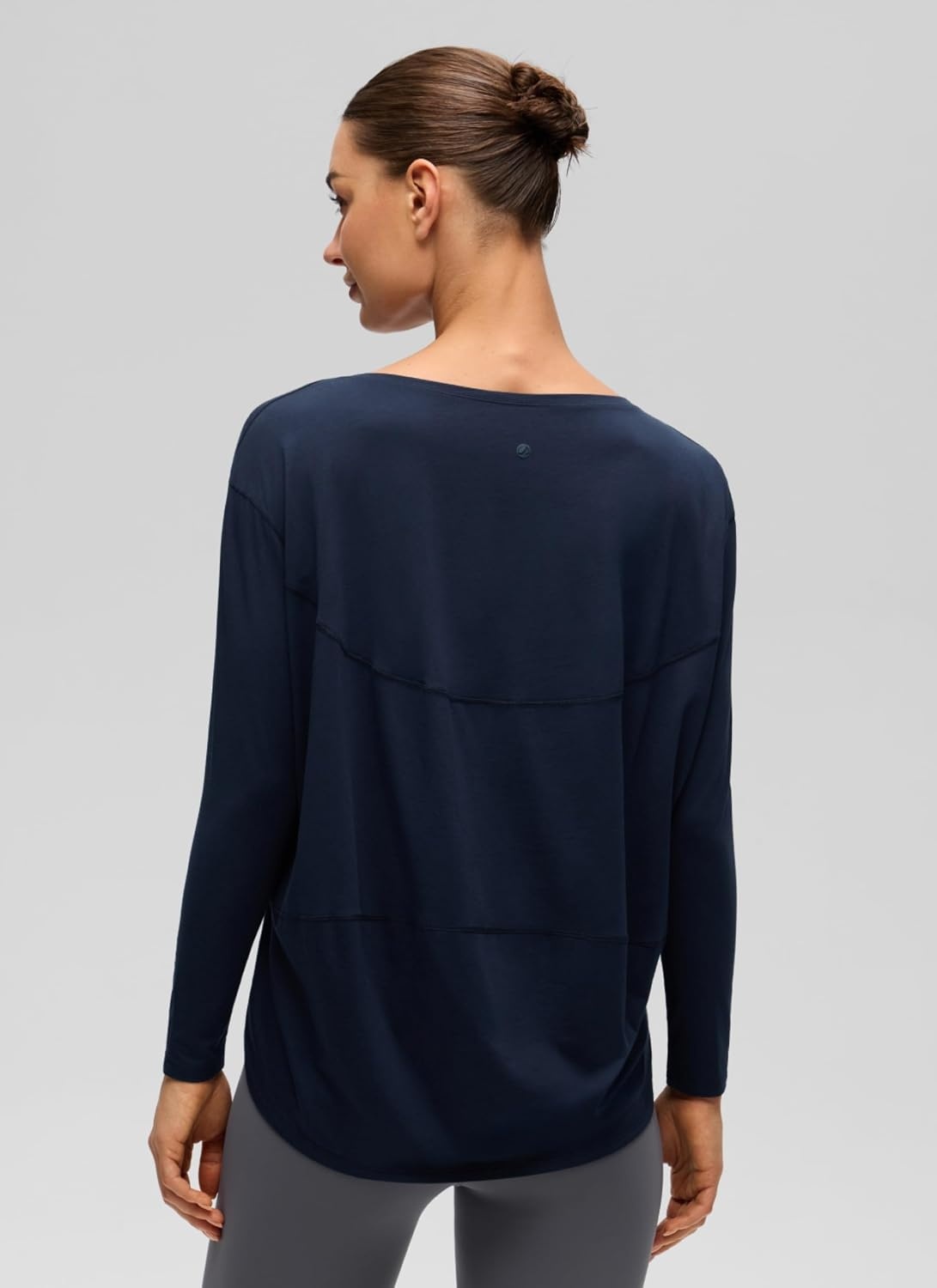 image:imageCRZ YOGA Pima Cotton Boat Neck Long Sleeve Shirts for Women Workout Athletic Yoga Casual Tops Loose Fit Fall TShirtsNavy