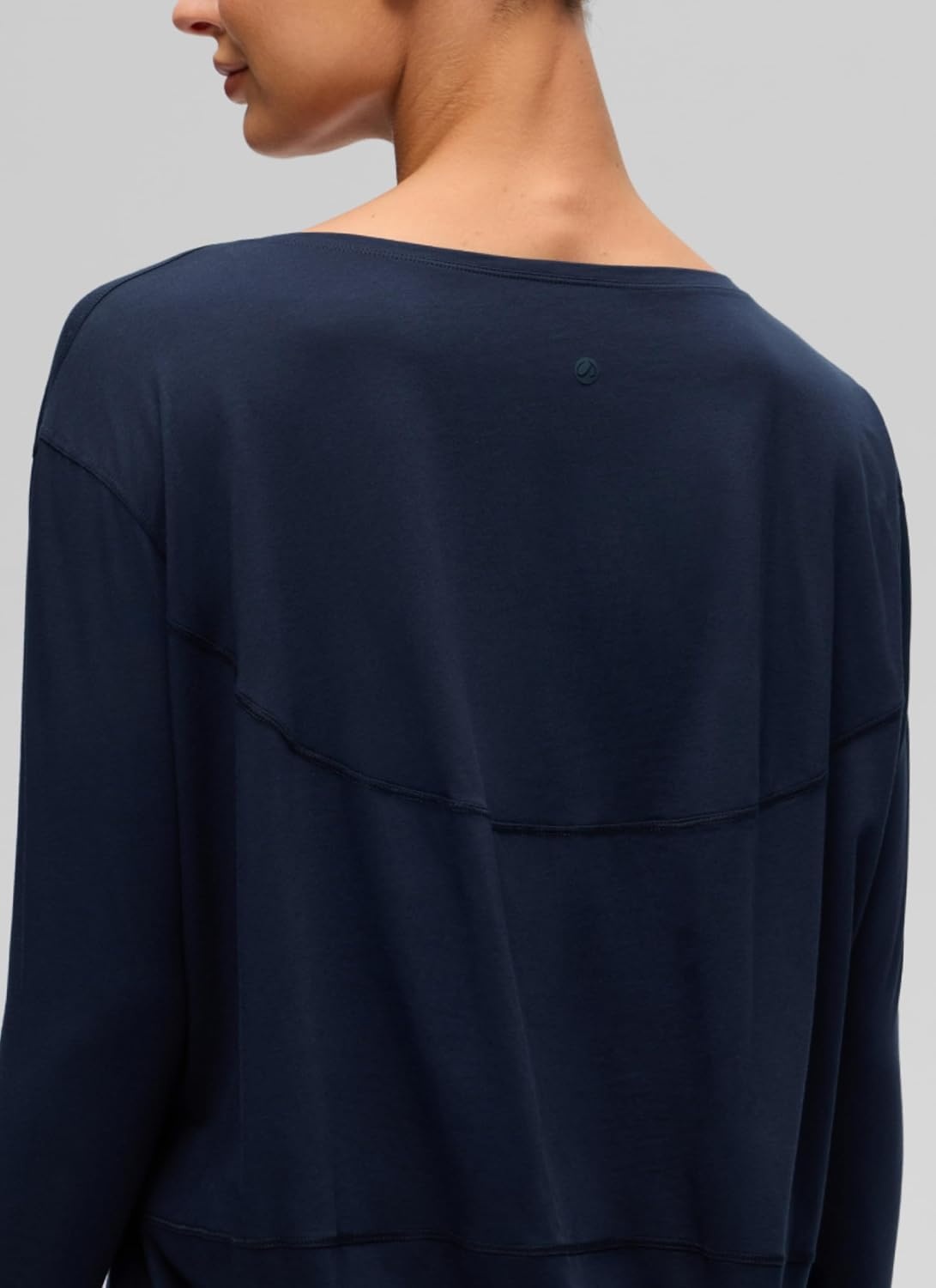 image:imageCRZ YOGA Pima Cotton Boat Neck Long Sleeve Shirts for Women Workout Athletic Yoga Casual Tops Loose Fit Fall TShirtsNavy