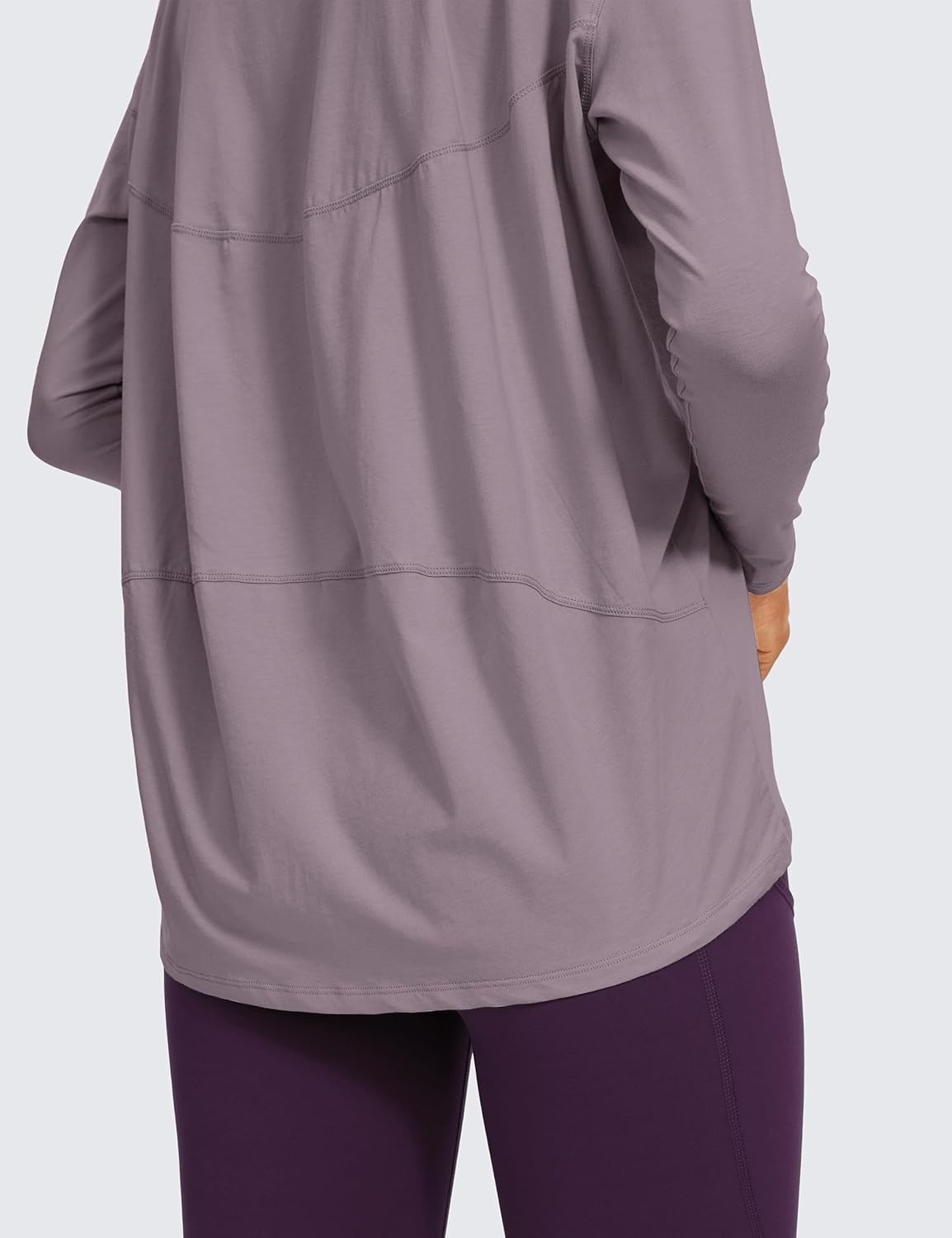 image:imageCRZ YOGA Pima Cotton Boat Neck Long Sleeve Shirts for Women Workout Athletic Yoga Casual Tops Loose Fit Fall TShirtsPurple Gray
