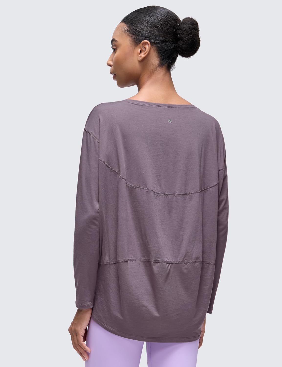 image:imageCRZ YOGA Pima Cotton Boat Neck Long Sleeve Shirts for Women Workout Athletic Yoga Casual Tops Loose Fit Fall TShirtsPurple Gray