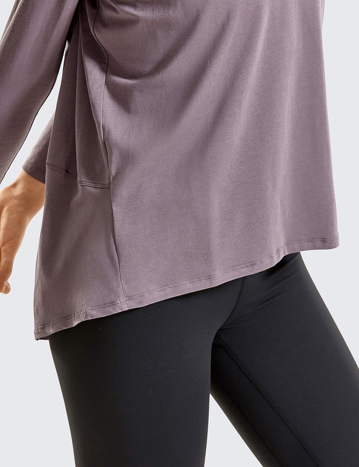 image:imageCRZ YOGA Pima Cotton Boat Neck Long Sleeve Shirts for Women Workout Athletic Yoga Casual Tops Loose Fit Fall TShirtsPurple Gray