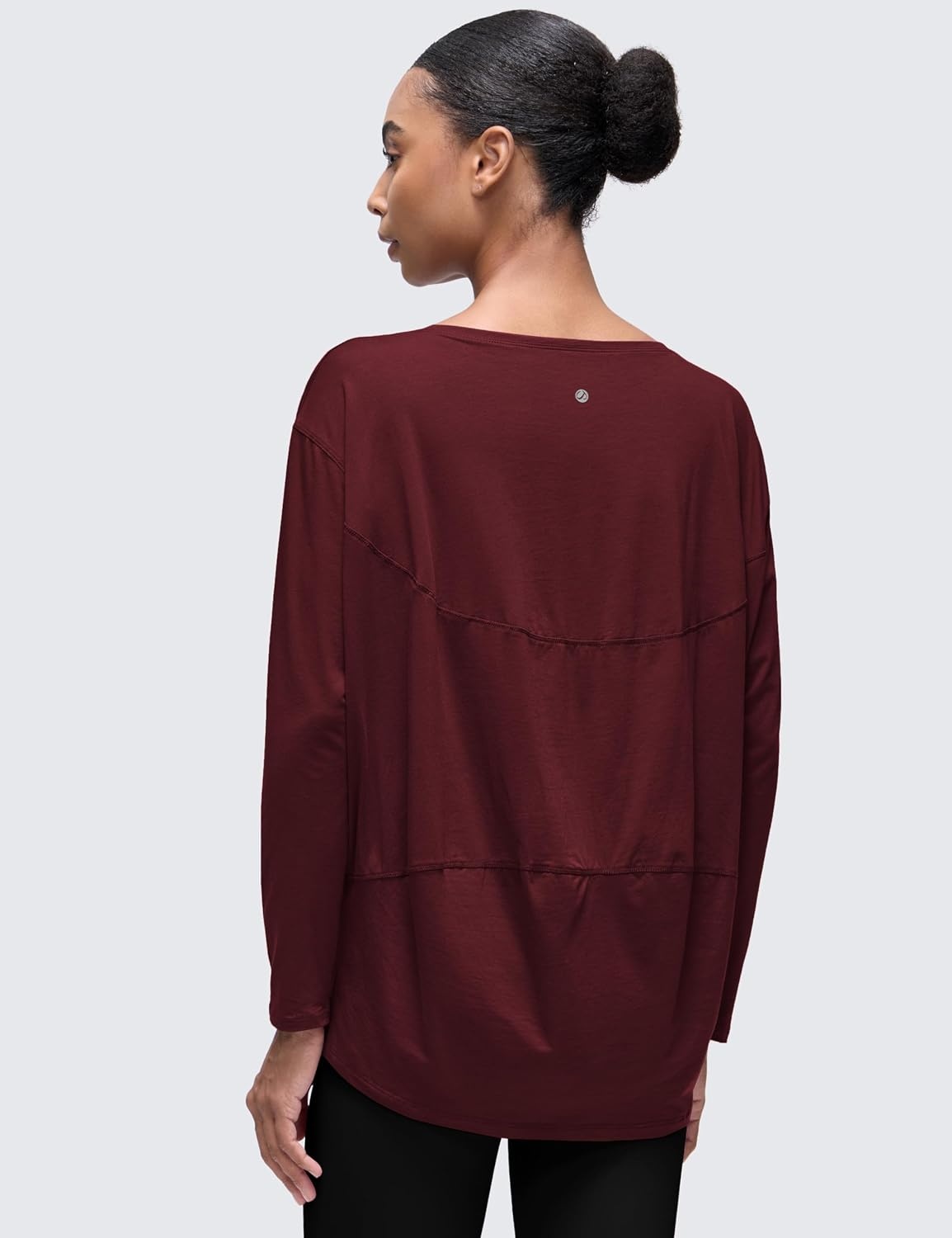 image:imageCRZ YOGA Pima Cotton Boat Neck Long Sleeve Shirts for Women Workout Athletic Yoga Casual Tops Loose Fit Fall TShirtsRed Merlot