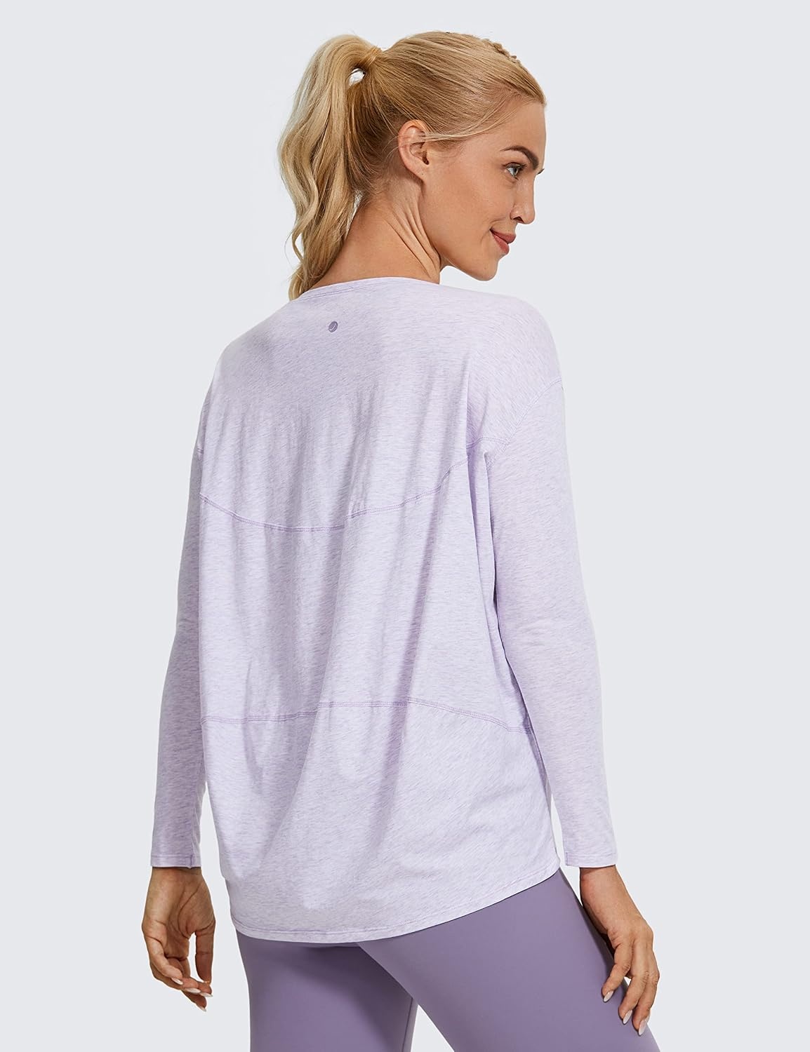 image:imageCRZ YOGA Pima Cotton Boat Neck Long Sleeve Shirts for Women Workout Athletic Yoga Casual Tops Loose Fit Fall TShirtsViolet Ash