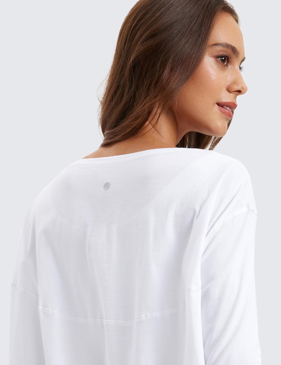 image:imageCRZ YOGA Pima Cotton Boat Neck Long Sleeve Shirts for Women Workout Athletic Yoga Casual Tops Loose Fit Fall TShirtsWhite