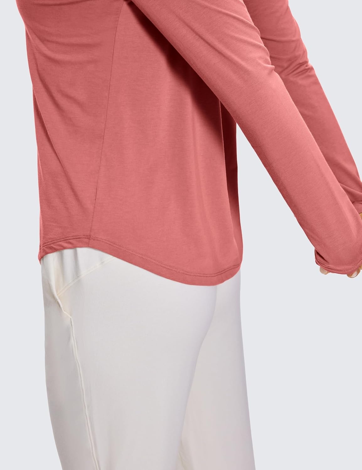 image:imageCRZ YOGA Pima Cotton Crewneck Long Sleeve Shirts for Women Workout Athletic Yoga Casual Tops Soft Plain TShirtBriar Rose