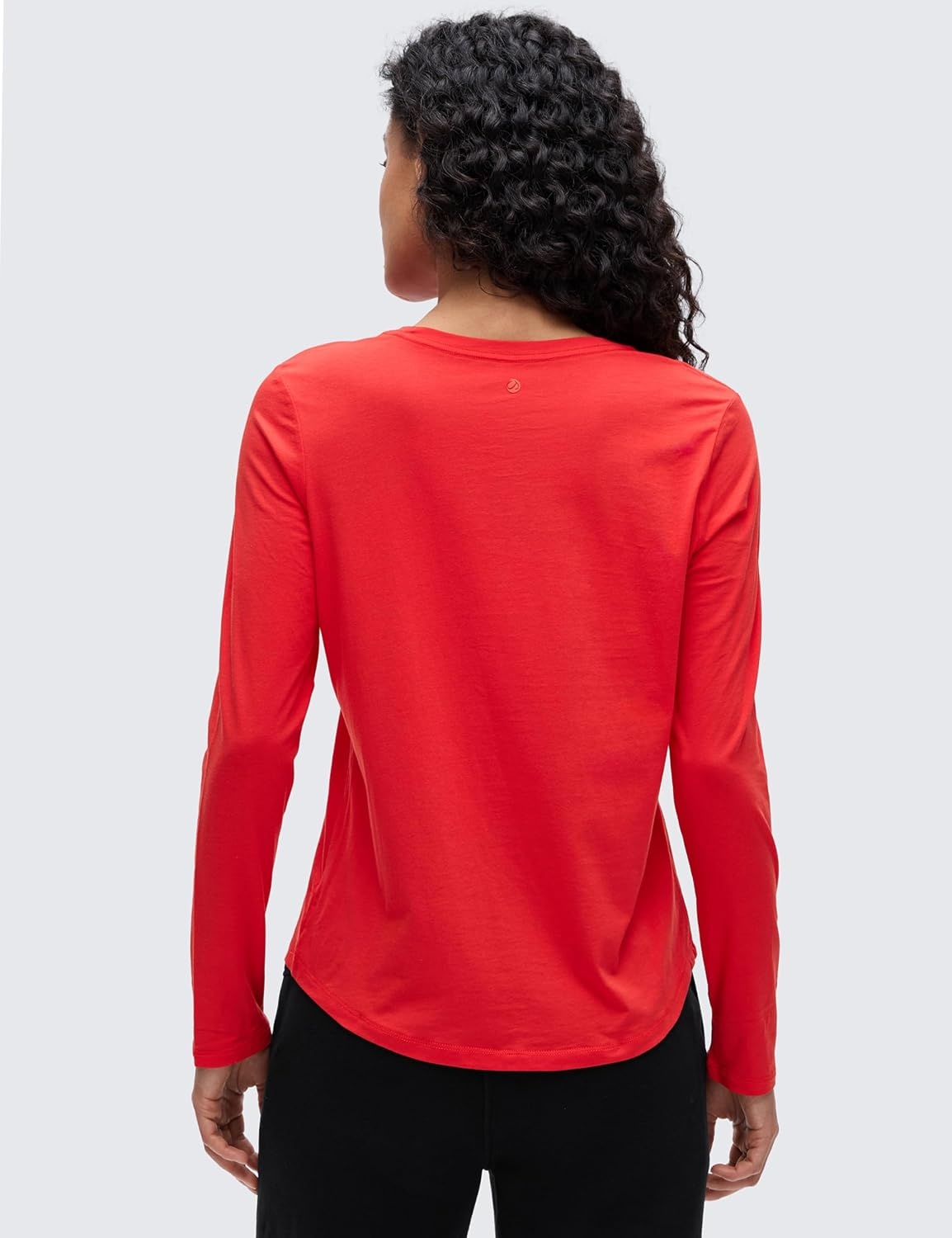 image:imageCRZ YOGA Pima Cotton Crewneck Long Sleeve Shirts for Women Workout Athletic Yoga Casual Tops Soft Plain TShirtDeep Red