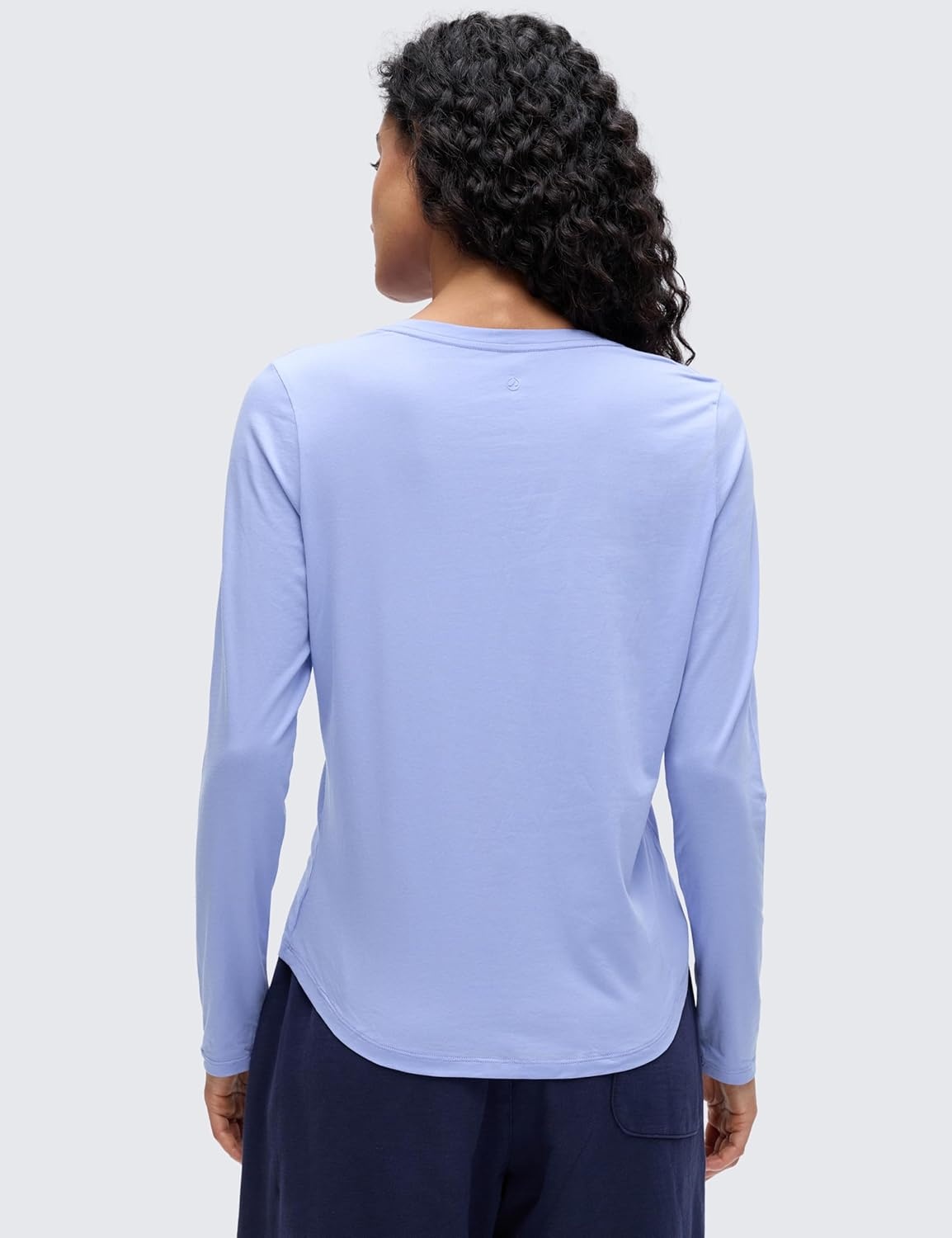 image:imageCRZ YOGA Pima Cotton Crewneck Long Sleeve Shirts for Women Workout Athletic Yoga Casual Tops Soft Plain TShirtPeriwinkle Purple