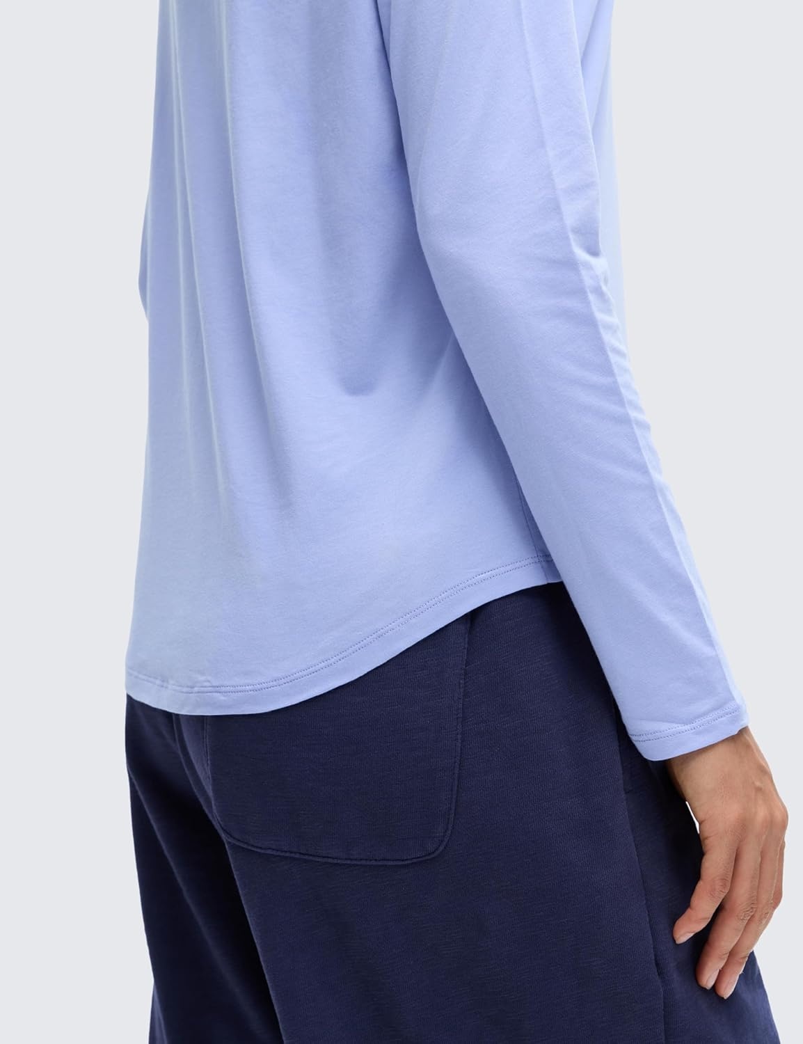 image:imageCRZ YOGA Pima Cotton Crewneck Long Sleeve Shirts for Women Workout Athletic Yoga Casual Tops Soft Plain TShirtPeriwinkle Purple
