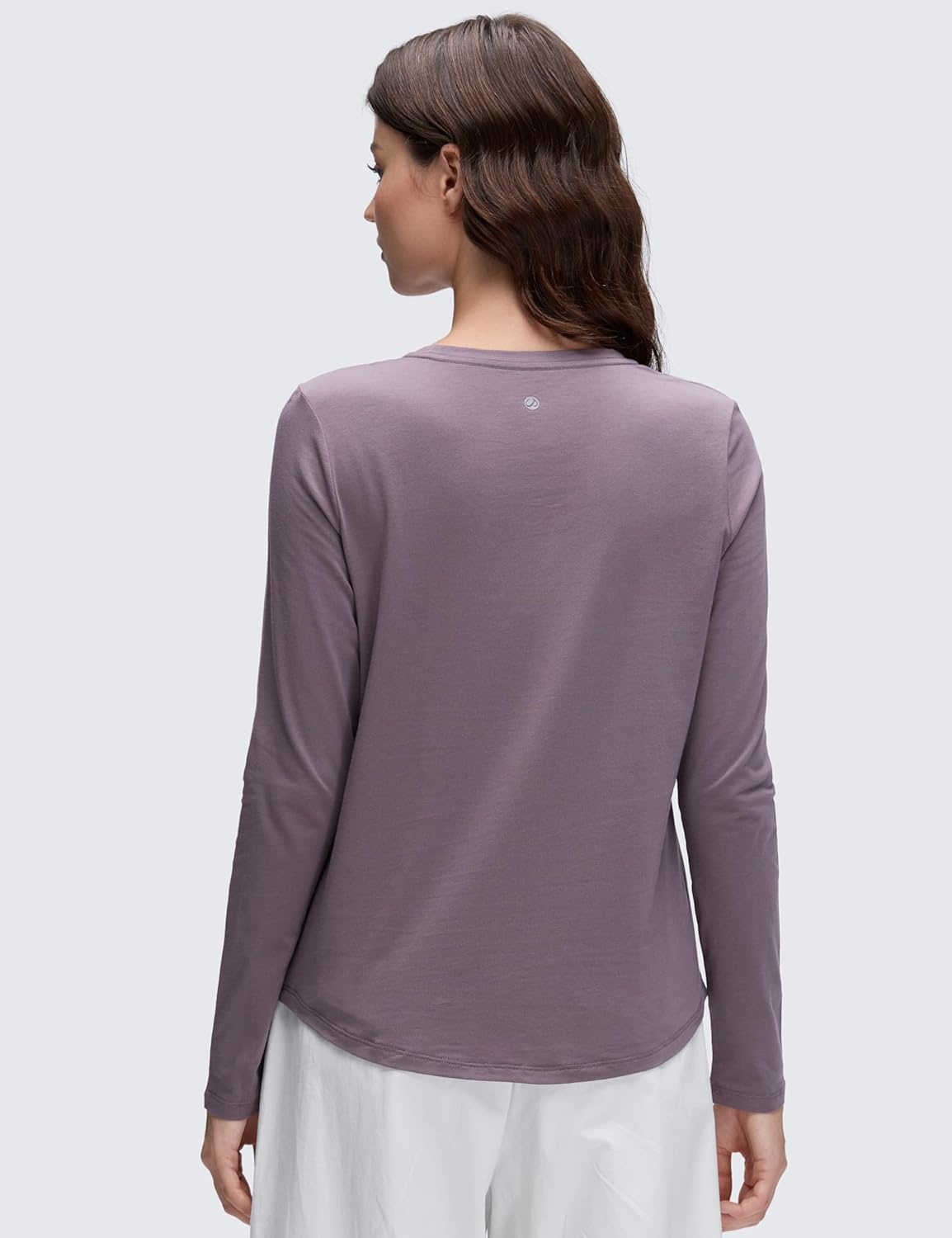 image:imageCRZ YOGA Pima Cotton Crewneck Long Sleeve Shirts for Women Workout Athletic Yoga Casual Tops Soft Plain TShirtPurple Gray