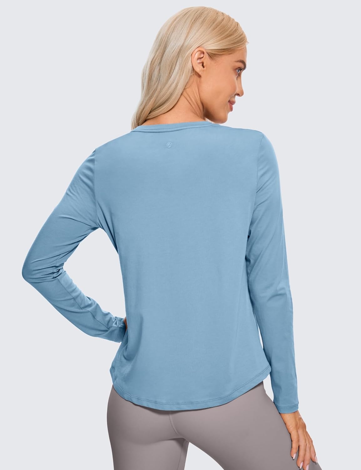 image:imageCRZ YOGA Pima Cotton Crewneck Long Sleeve Shirts for Women Workout Athletic Yoga Casual Tops Soft Plain TShirtUniverse Blue