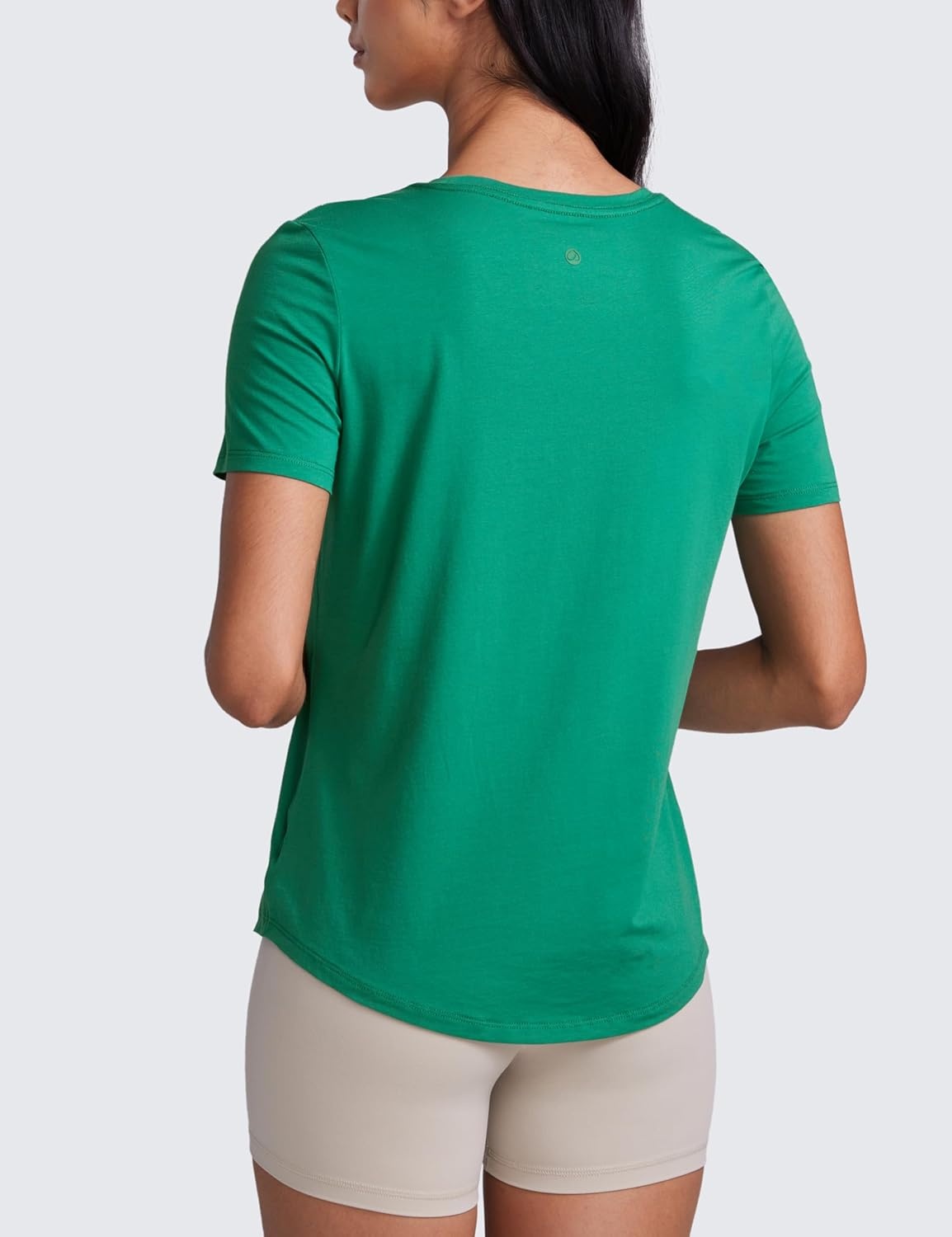 image:imageCRZ YOGA Pima Cotton Crewneck TShirts for Women Workout Casual Yoga Athletic Short Sleeve Shirts Soft Crewneck Hip TopsCascadia Green