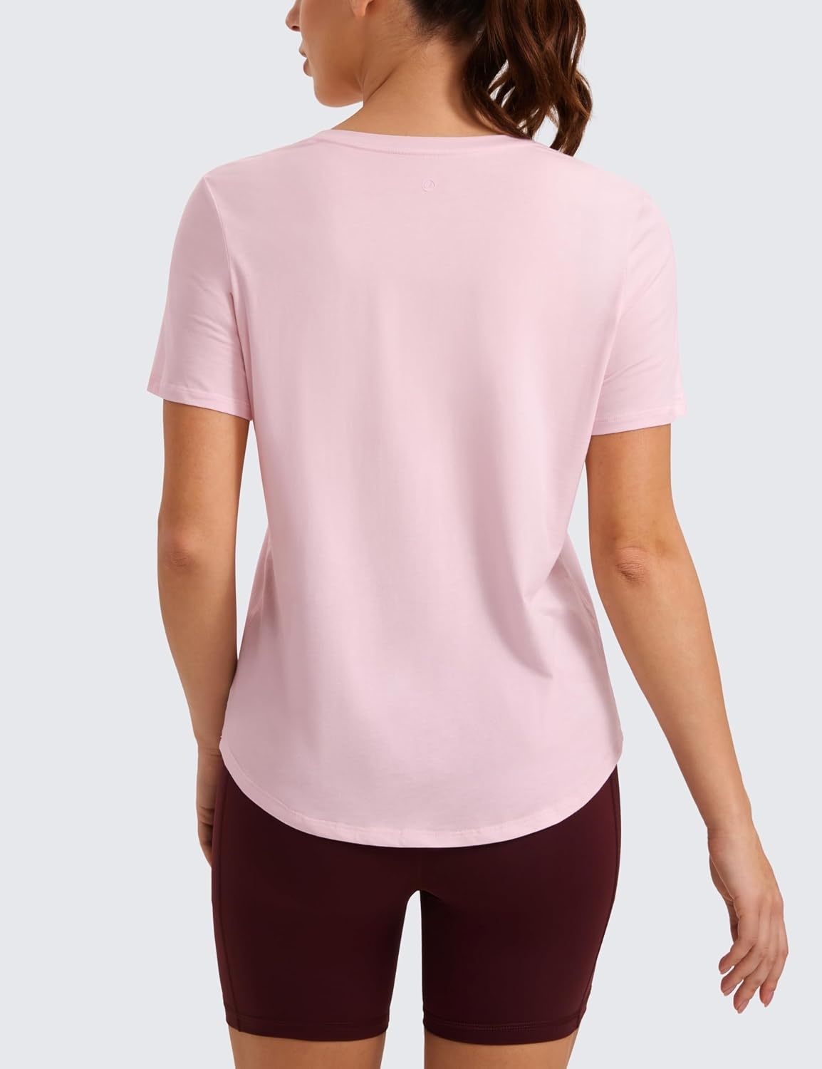 image:imageCRZ YOGA Pima Cotton Crewneck TShirts for Women Workout Casual Yoga Athletic Short Sleeve Shirts Soft Crewneck Hip TopsStrawberry Pink