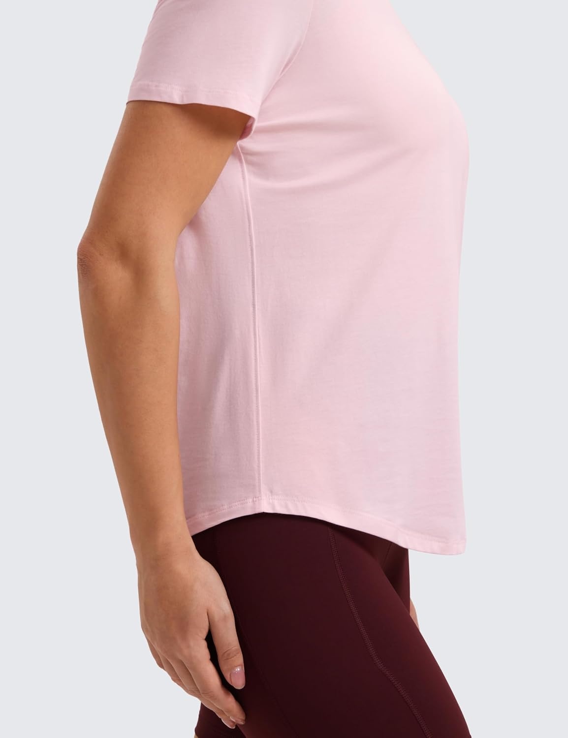 image:imageCRZ YOGA Pima Cotton Crewneck TShirts for Women Workout Casual Yoga Athletic Short Sleeve Shirts Soft Crewneck Hip TopsStrawberry Pink