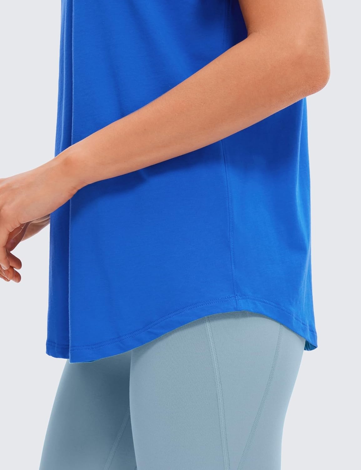 image:imageCRZ YOGA Pima Cotton Crewneck TShirts for Women Workout Casual Yoga Athletic Short Sleeve Shirts Soft Crewneck Hip TopsStrong Blue