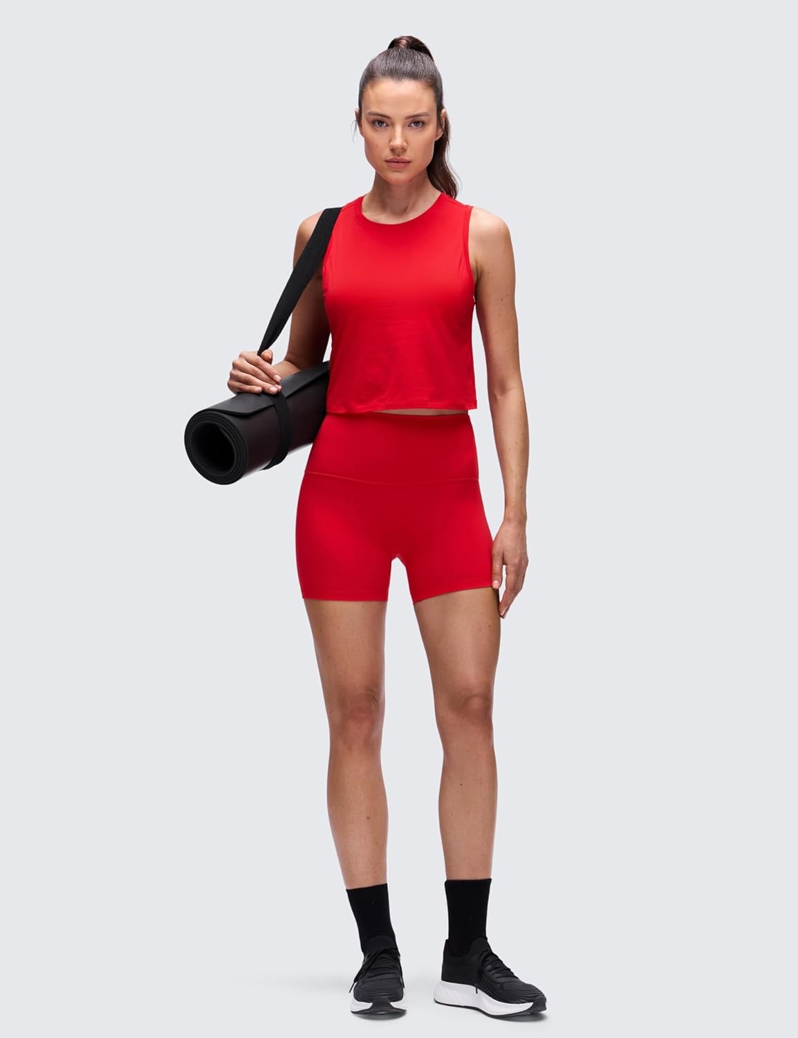 image:imageCRZ YOGA Pima Cotton Crop Crewneck Tank Tops for Women Workout Sport Athletic Casual Yoga Soft Comfort Sleeveless ShirtFestival Red