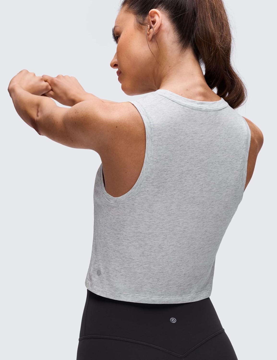 image:imageCRZ YOGA Pima Cotton Crop Crewneck Tank Tops for Women Workout Sport Athletic Casual Yoga Soft Comfort Sleeveless ShirtLight Grey Heather