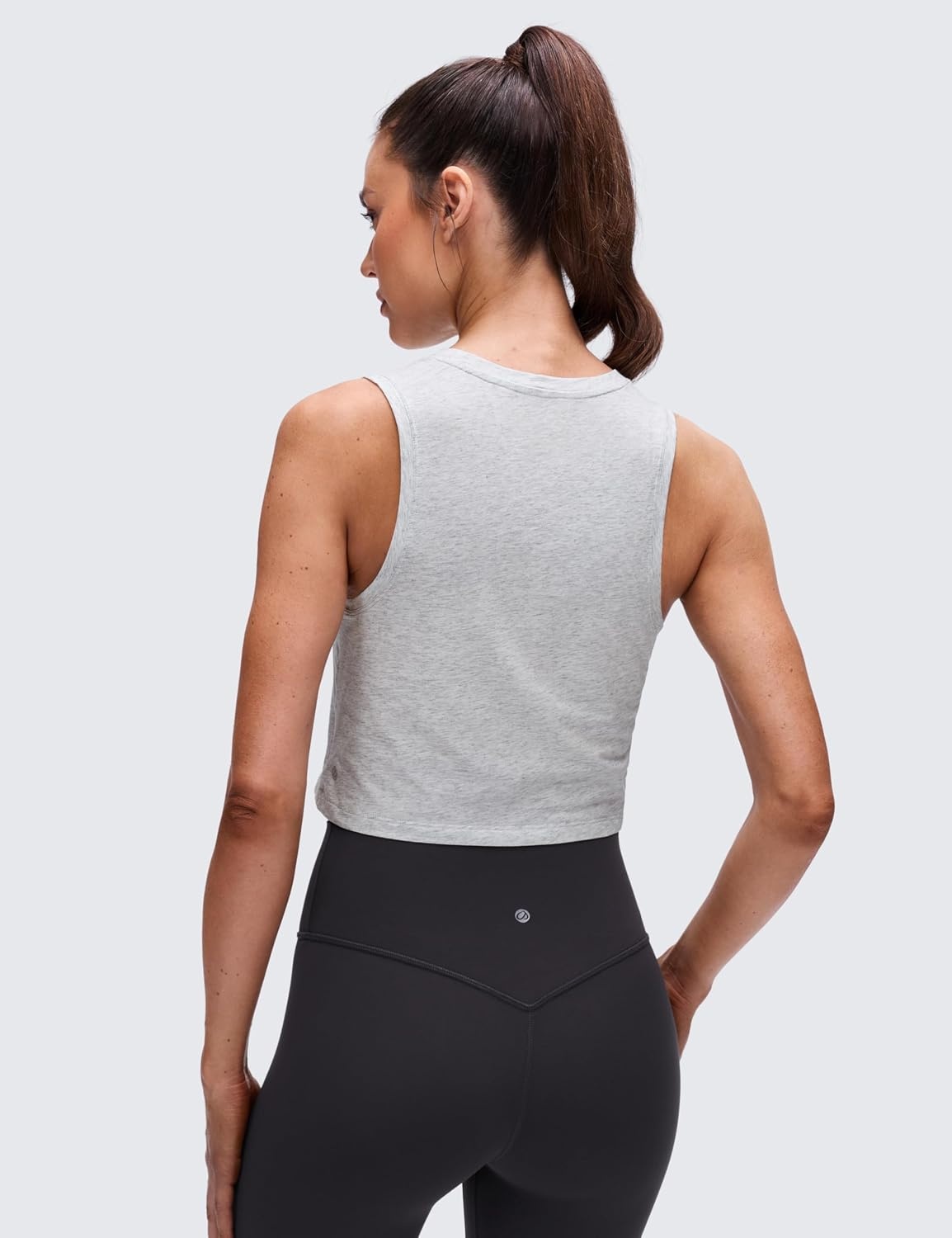 image:imageCRZ YOGA Pima Cotton Crop Crewneck Tank Tops for Women Workout Sport Athletic Casual Yoga Soft Comfort Sleeveless ShirtLight Grey Heather