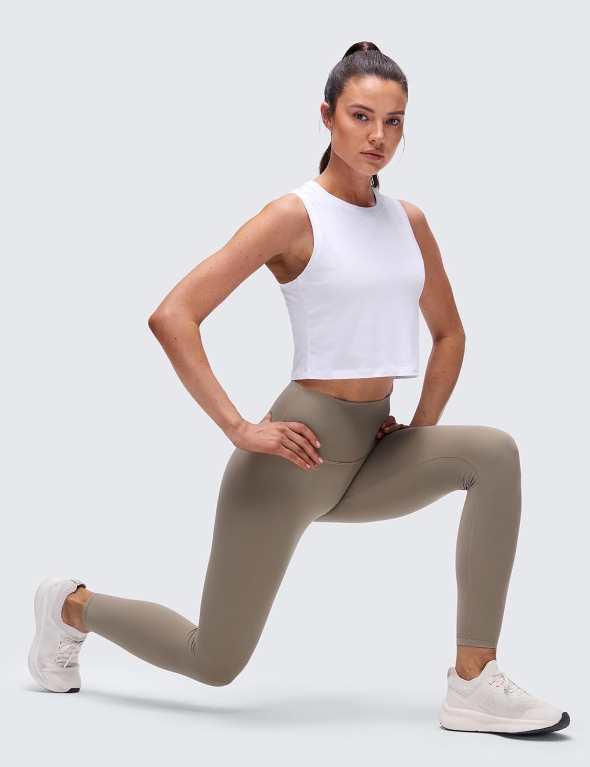 image:imageCRZ YOGA Pima Cotton Crop Crewneck Tank Tops for Women Workout Sport Athletic Casual Yoga Soft Comfort Sleeveless ShirtWhite