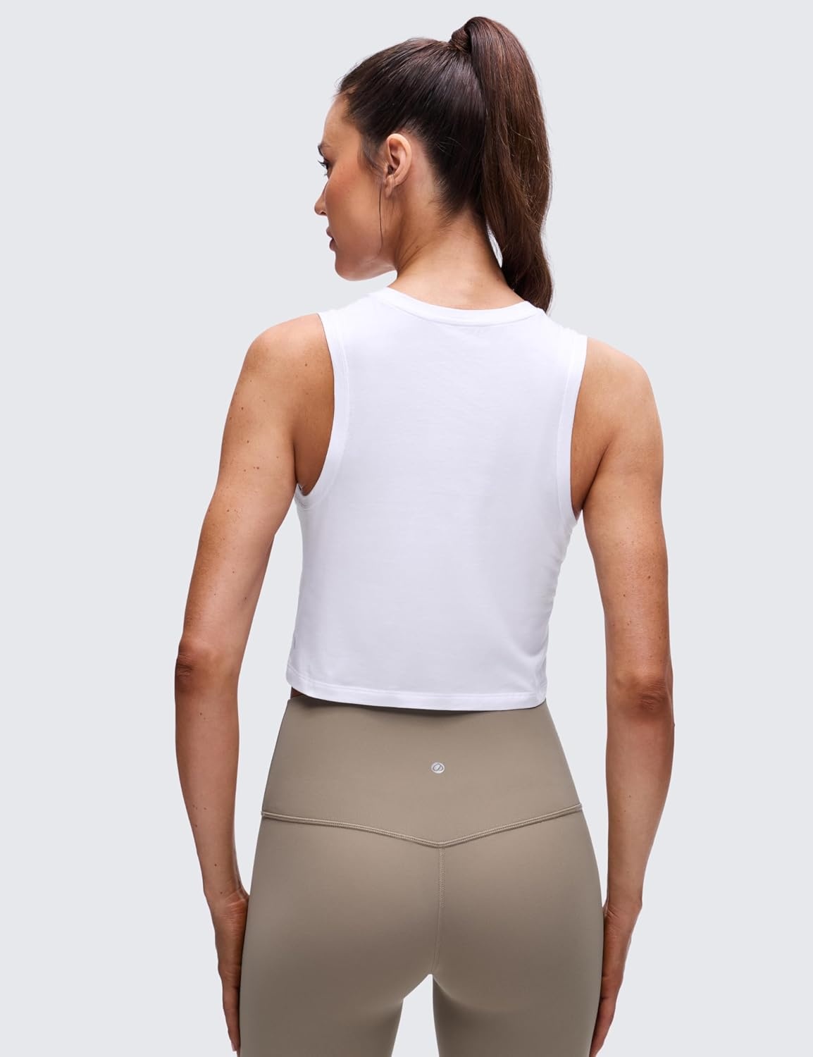 image:imageCRZ YOGA Pima Cotton Crop Crewneck Tank Tops for Women Workout Sport Athletic Casual Yoga Soft Comfort Sleeveless ShirtWhite