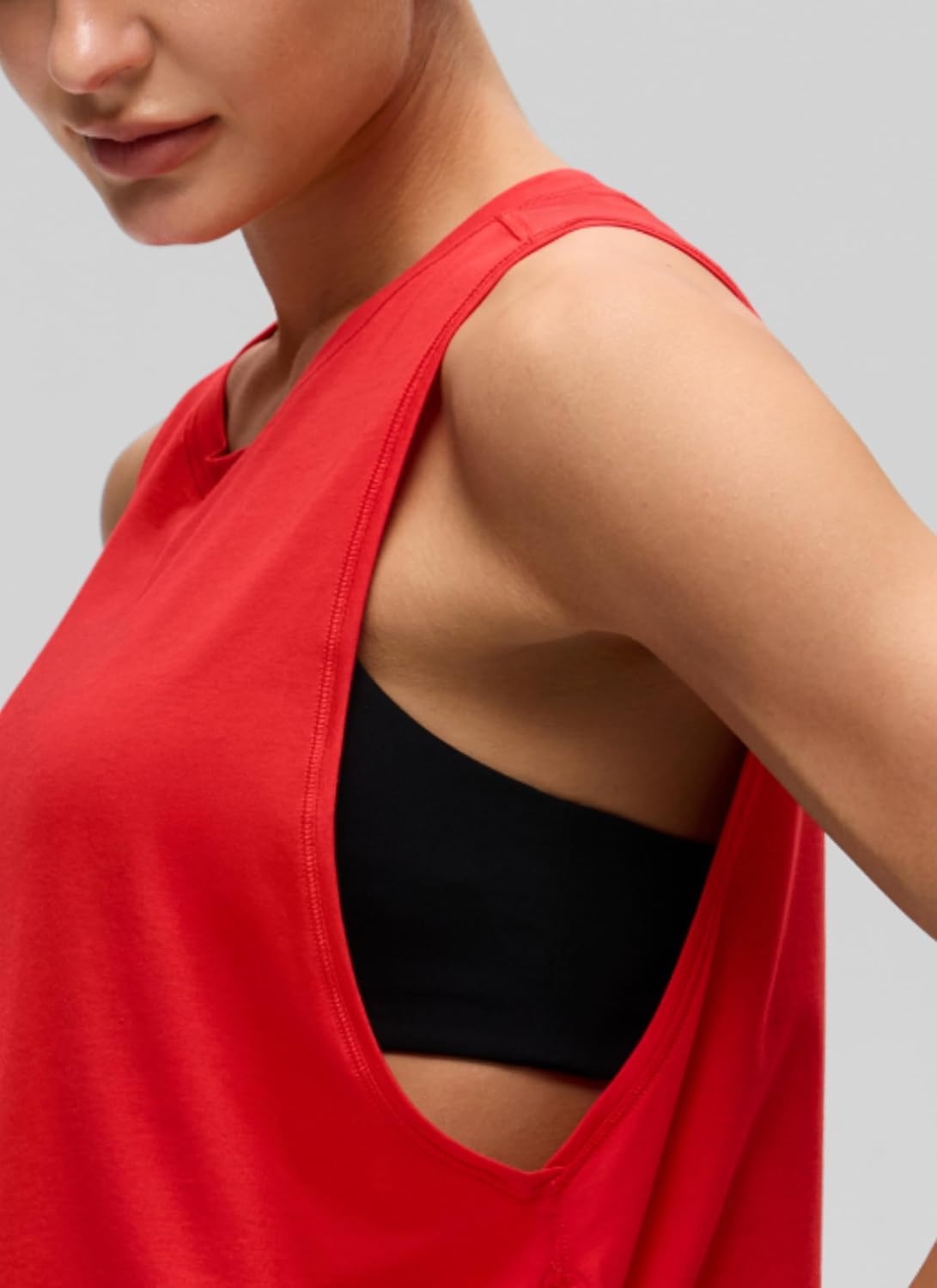image:imageCRZ YOGA Pima Cotton Large Armhole Tank Tops for Women Workout Sport Athletic Yoga Running Gym Loose Crop Sleeveless ShirtsDeep Red