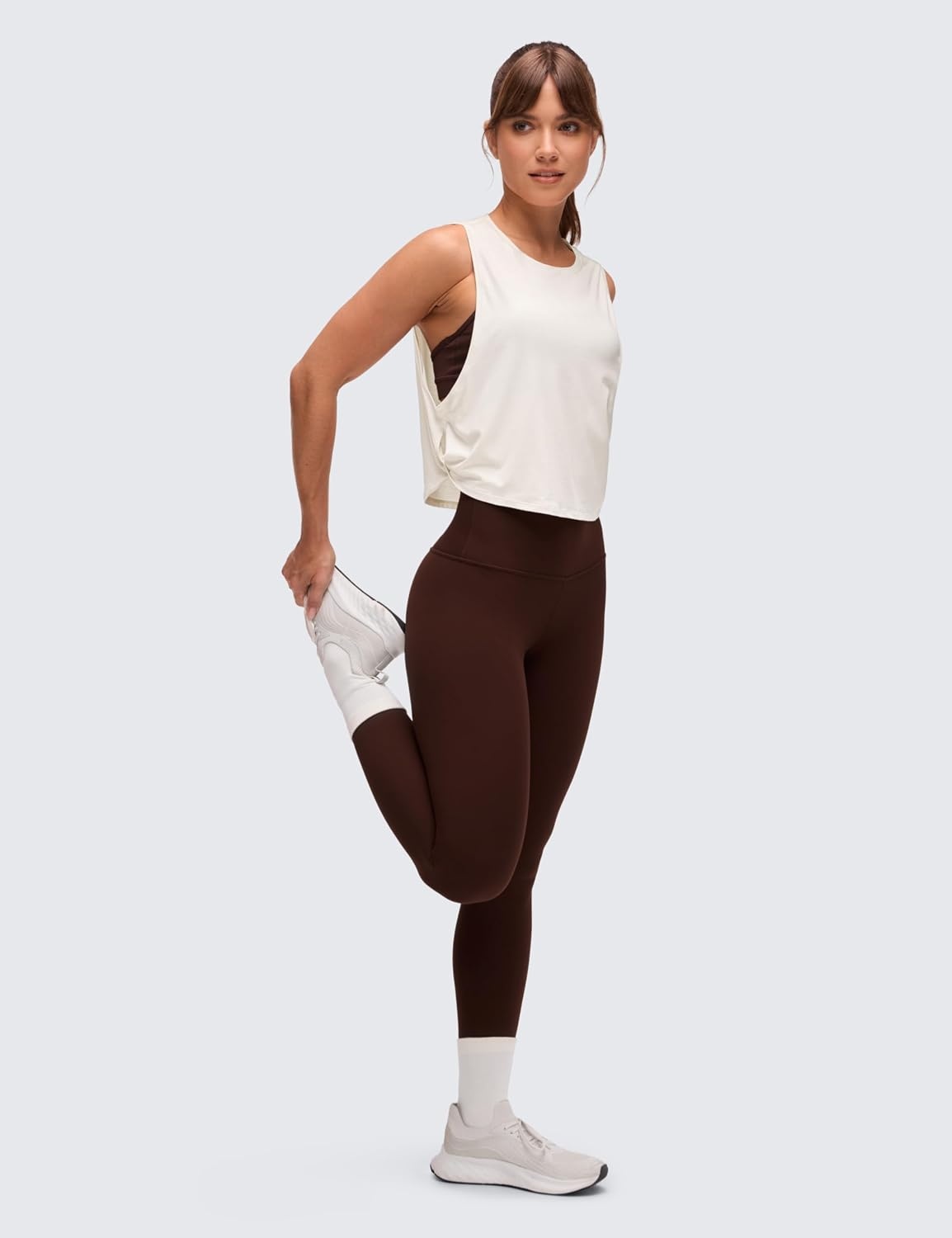 image:imageCRZ YOGA Pima Cotton Large Armhole Tank Tops for Women Workout Sport Athletic Yoga Running Gym Loose Crop Sleeveless ShirtsMilky White Bone
