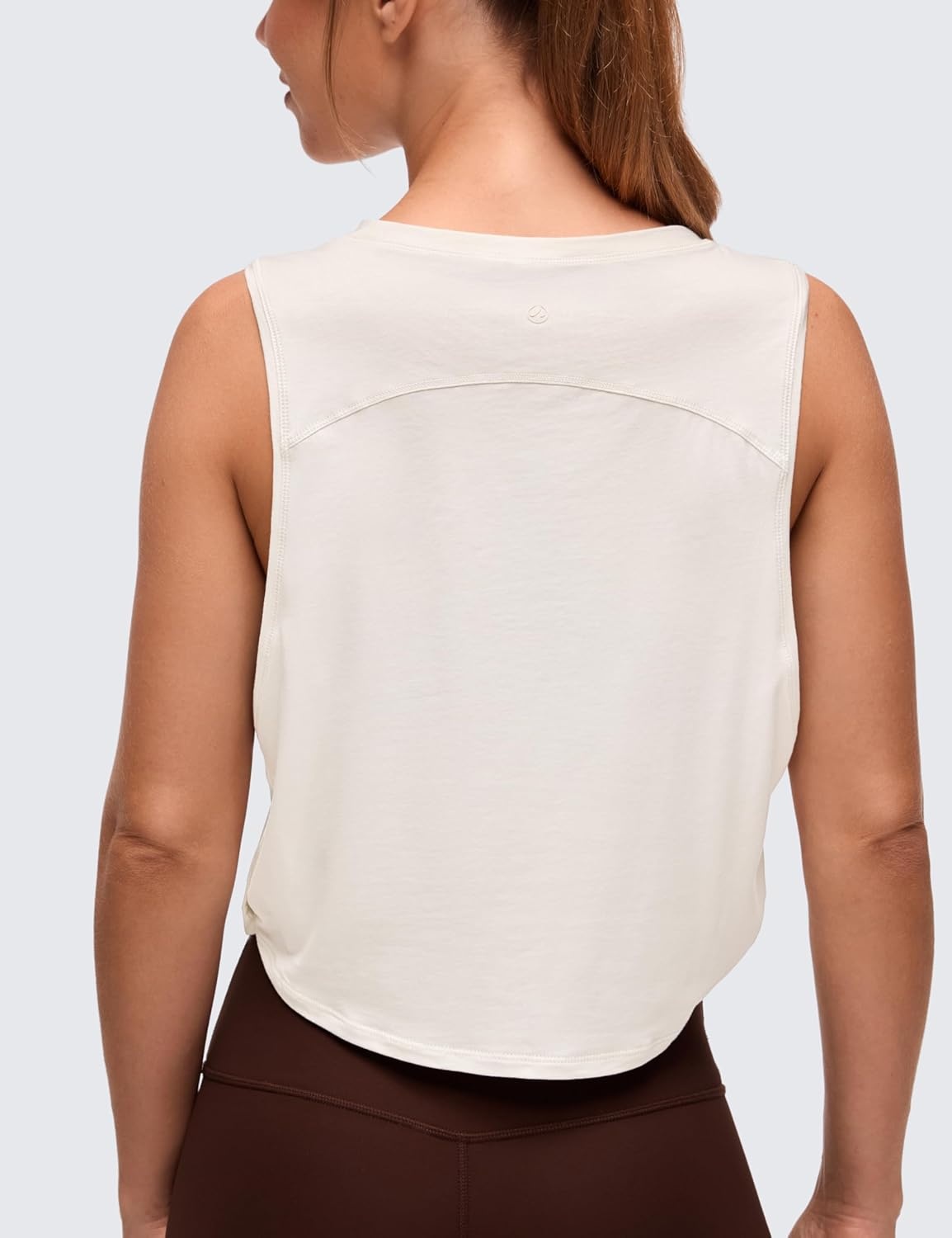 image:imageCRZ YOGA Pima Cotton Large Armhole Tank Tops for Women Workout Sport Athletic Yoga Running Gym Loose Crop Sleeveless ShirtsMilky White Bone