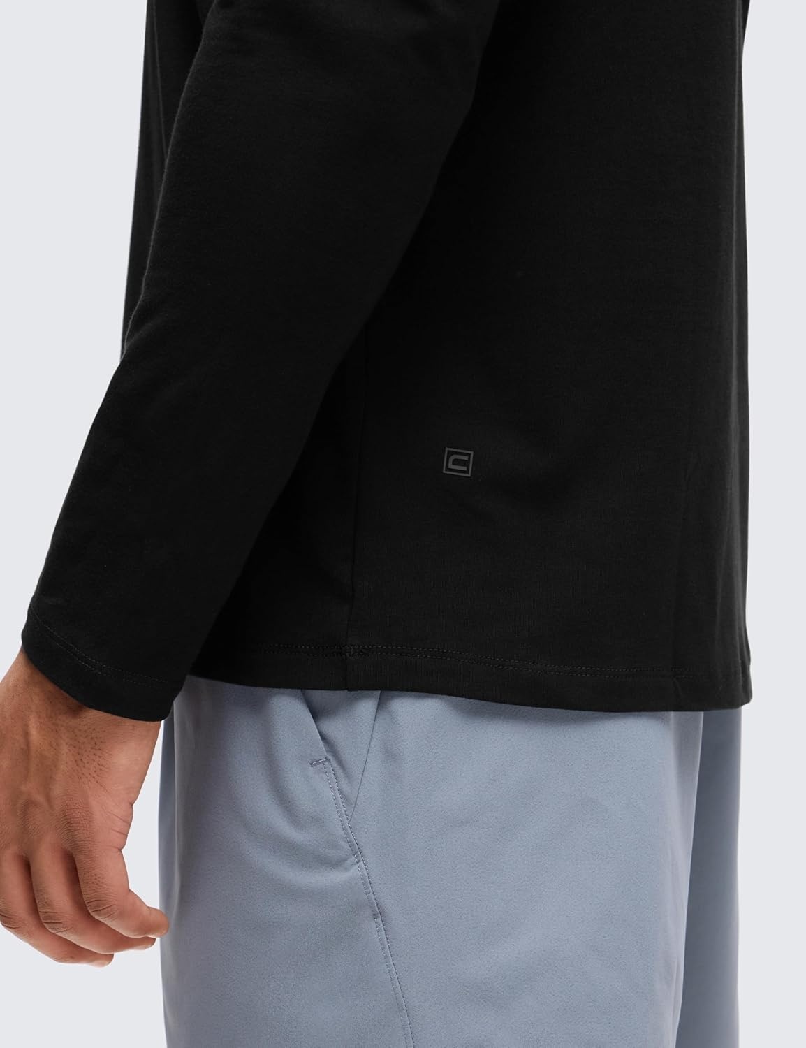 image:imageCRZ YOGA Pima Cotton Long Sleee Shirts for Men Casual Crewneck TShirts Breathable Workout Daily Basic Tee TopsBlack