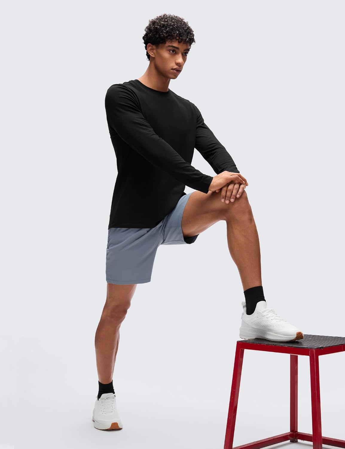 image:imageCRZ YOGA Pima Cotton Long Sleee Shirts for Men Casual Crewneck TShirts Breathable Workout Daily Basic Tee TopsBlack