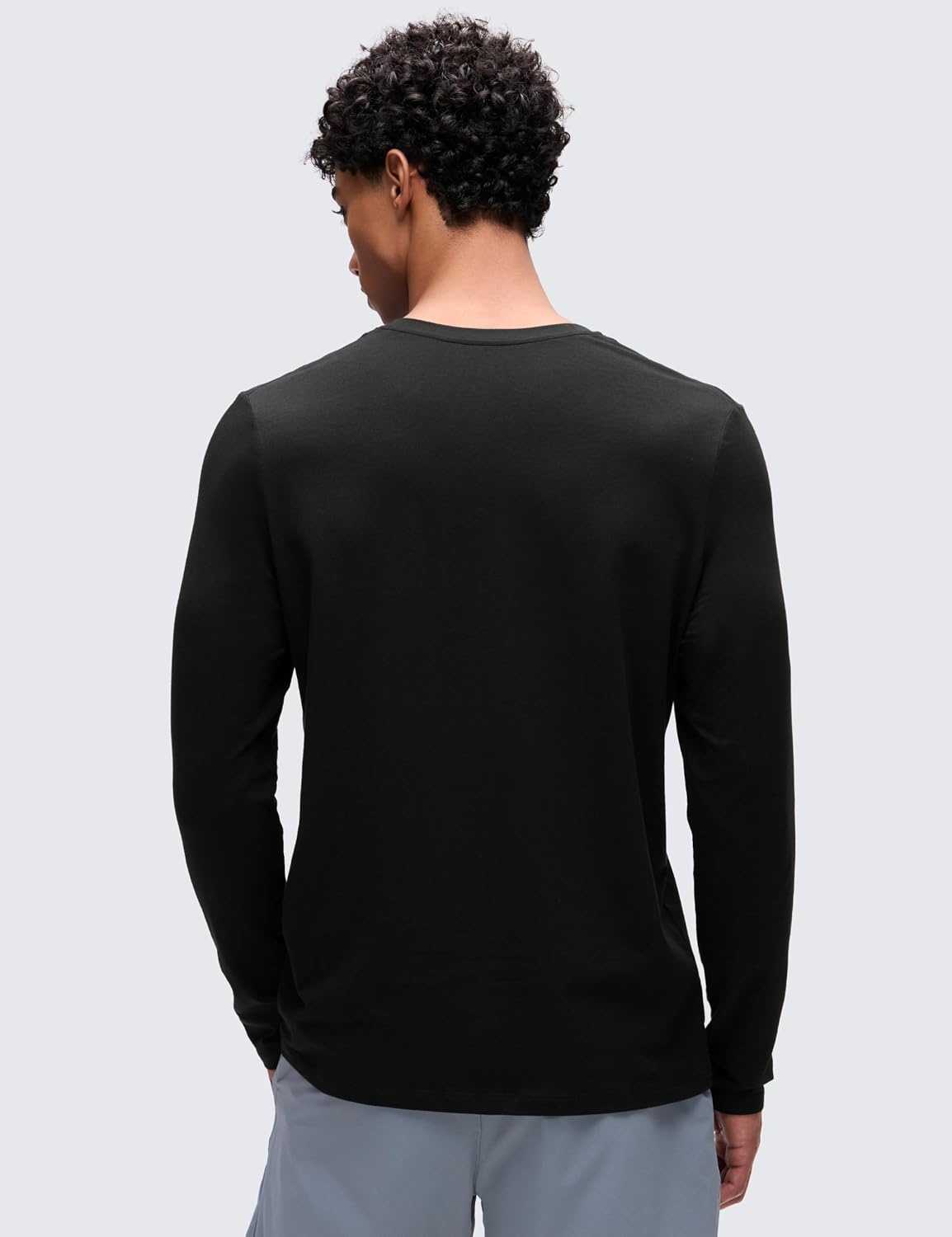 image:imageCRZ YOGA Pima Cotton Long Sleee Shirts for Men Casual Crewneck TShirts Breathable Workout Daily Basic Tee TopsBlack