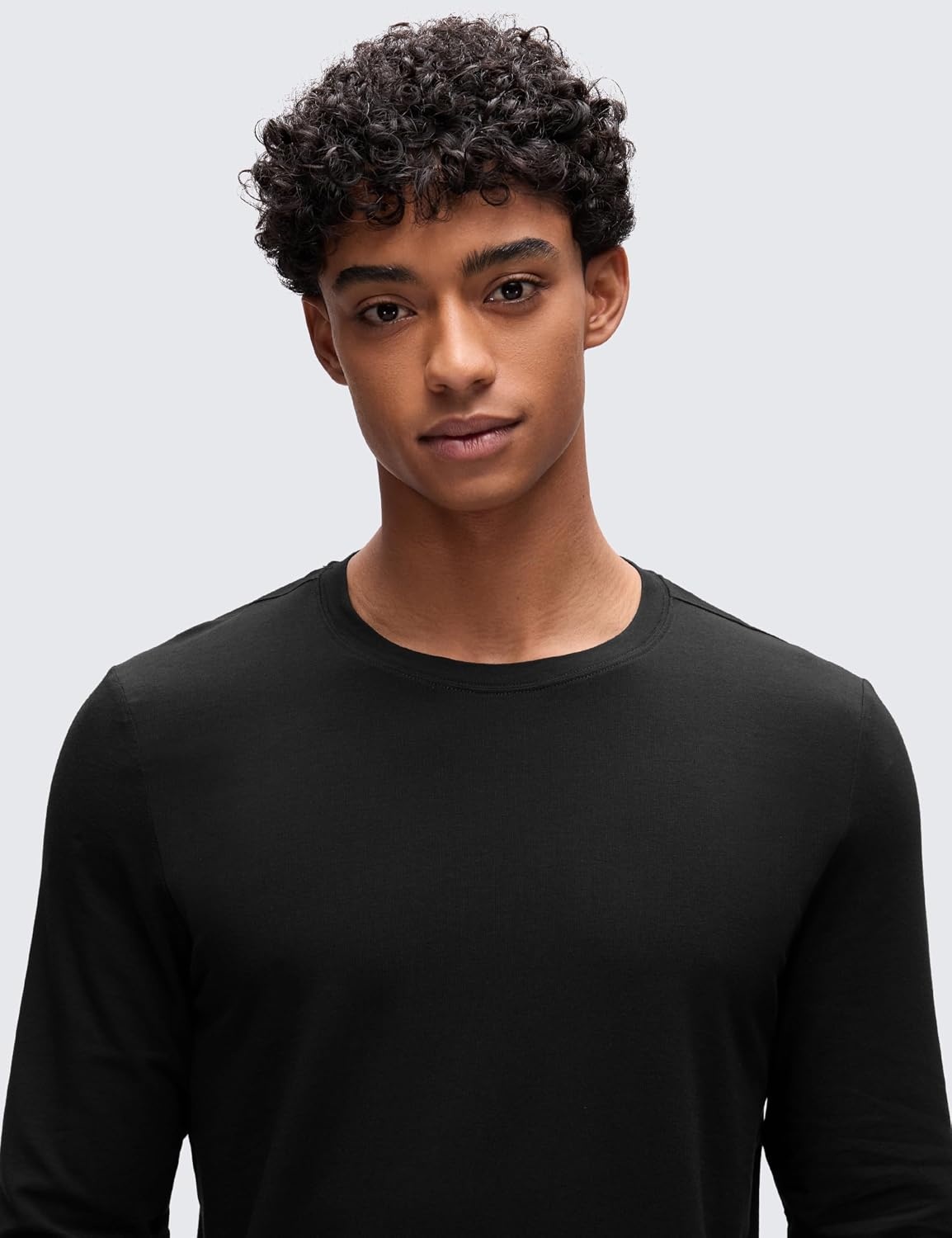 image:imageCRZ YOGA Pima Cotton Long Sleee Shirts for Men Casual Crewneck TShirts Breathable Workout Daily Basic Tee TopsBlack
