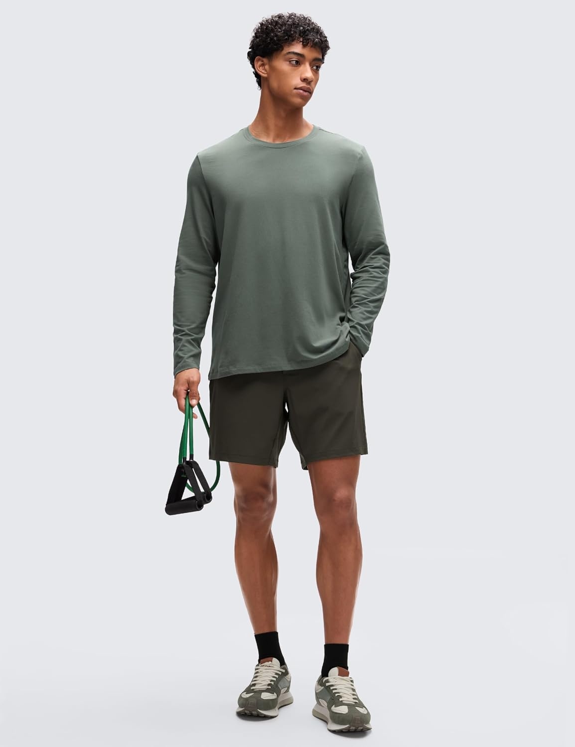 image:imageCRZ YOGA Pima Cotton Long Sleee Shirts for Men Casual Crewneck TShirts Breathable Workout Daily Basic Tee TopsGrey Sage