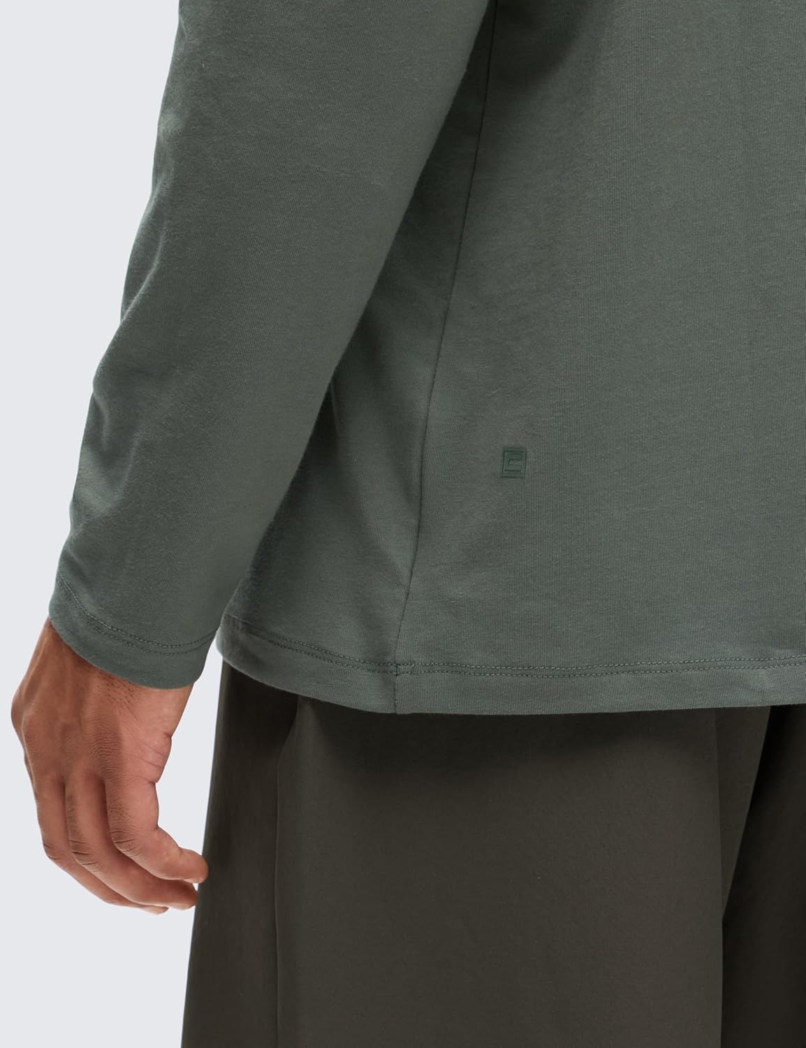 image:imageCRZ YOGA Pima Cotton Long Sleee Shirts for Men Casual Crewneck TShirts Breathable Workout Daily Basic Tee TopsGrey Sage