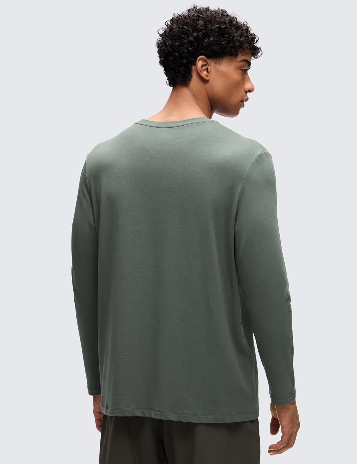 image:imageCRZ YOGA Pima Cotton Long Sleee Shirts for Men Casual Crewneck TShirts Breathable Workout Daily Basic Tee TopsGrey Sage