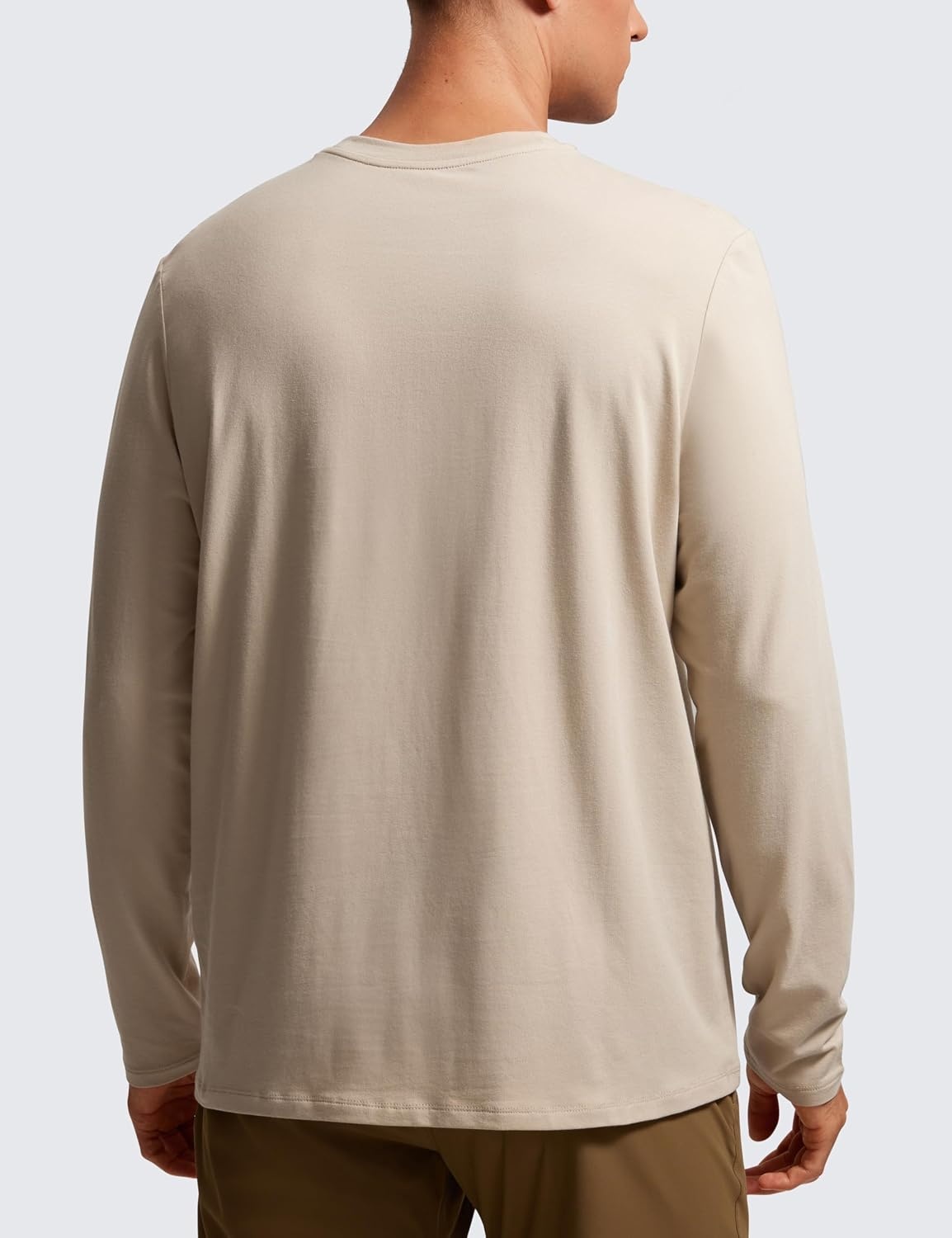 image:imageCRZ YOGA Pima Cotton Long Sleee Shirts for Men Casual Crewneck TShirts Breathable Workout Daily Basic Tee TopsMojave Tan