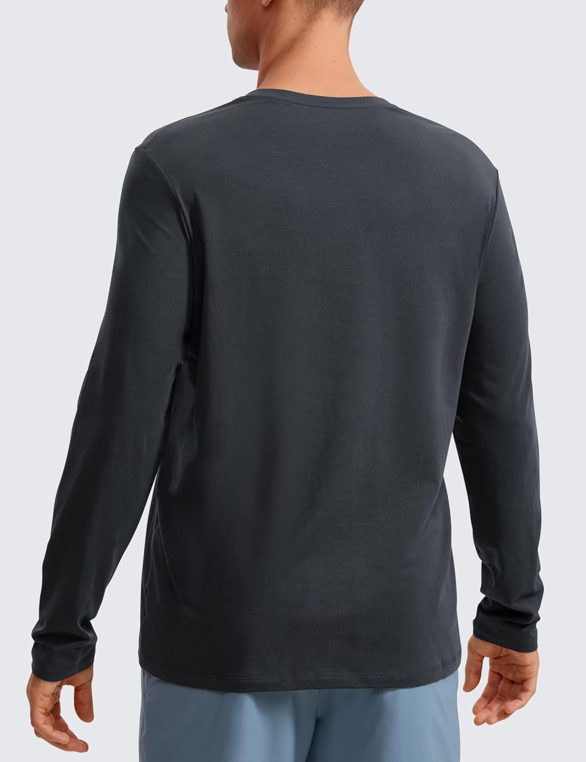 image:imageCRZ YOGA Pima Cotton Long Sleee Shirts for Men Casual Crewneck TShirts Breathable Workout Daily Basic Tee TopsMysterious Grey