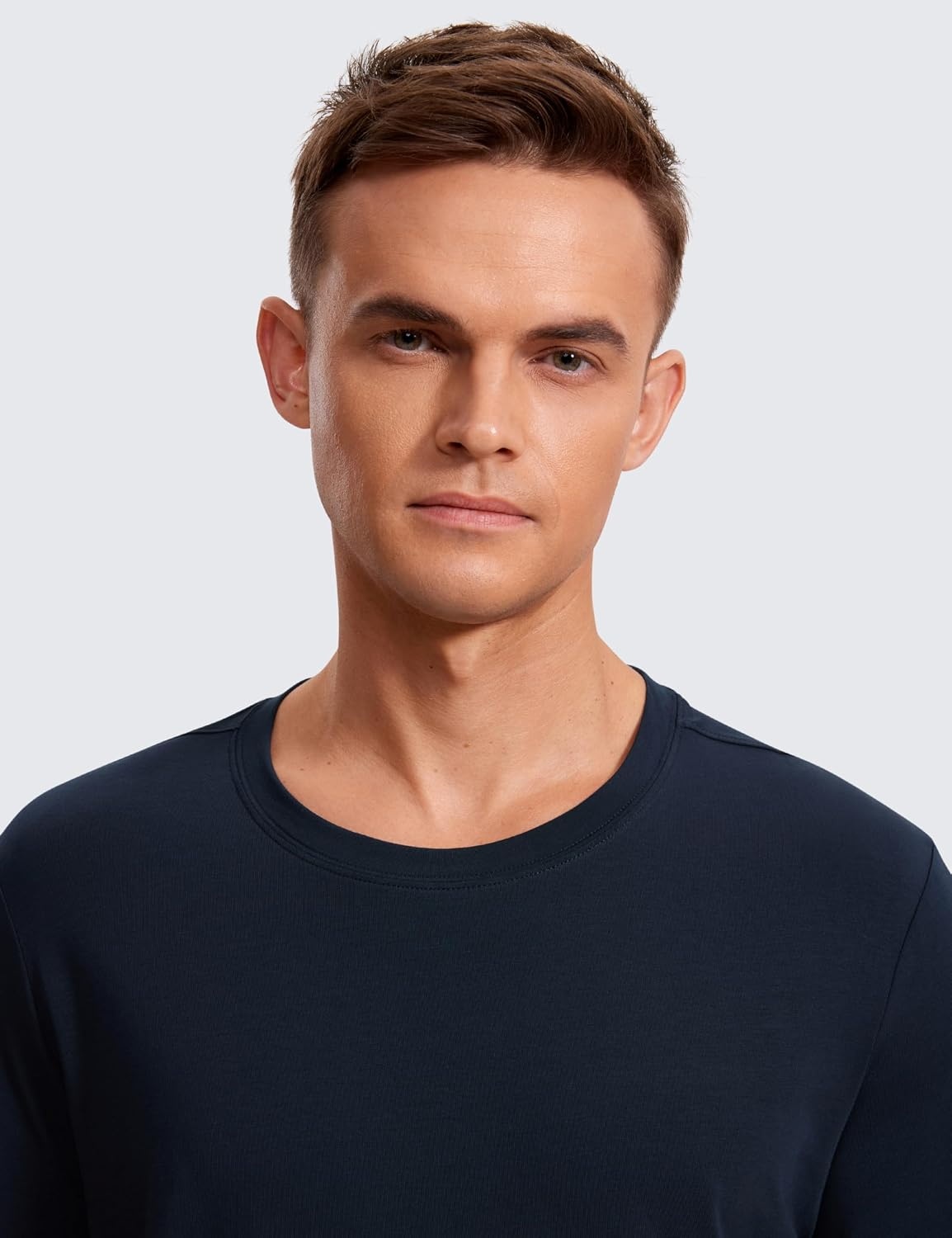 image:imageCRZ YOGA Pima Cotton Long Sleee Shirts for Men Casual Crewneck TShirts Breathable Workout Daily Basic Tee TopsTrue Navy