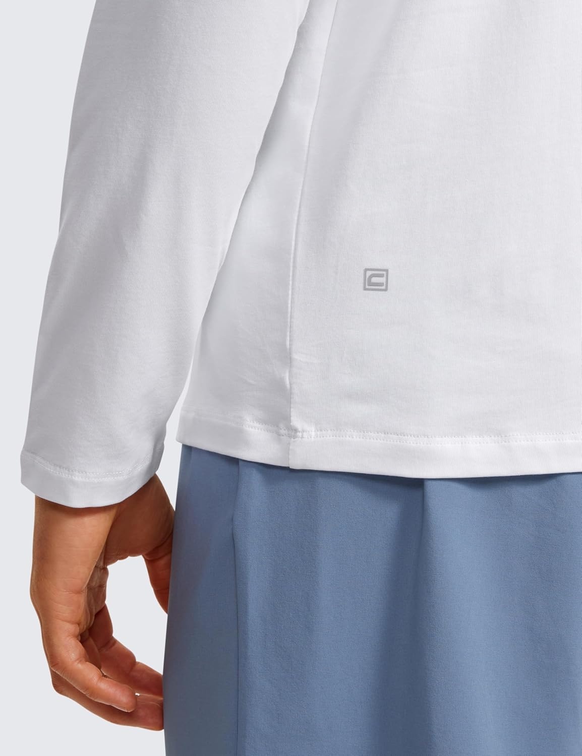 image:imageCRZ YOGA Pima Cotton Long Sleee Shirts for Men Casual Crewneck TShirts Breathable Workout Daily Basic Tee TopsWhite