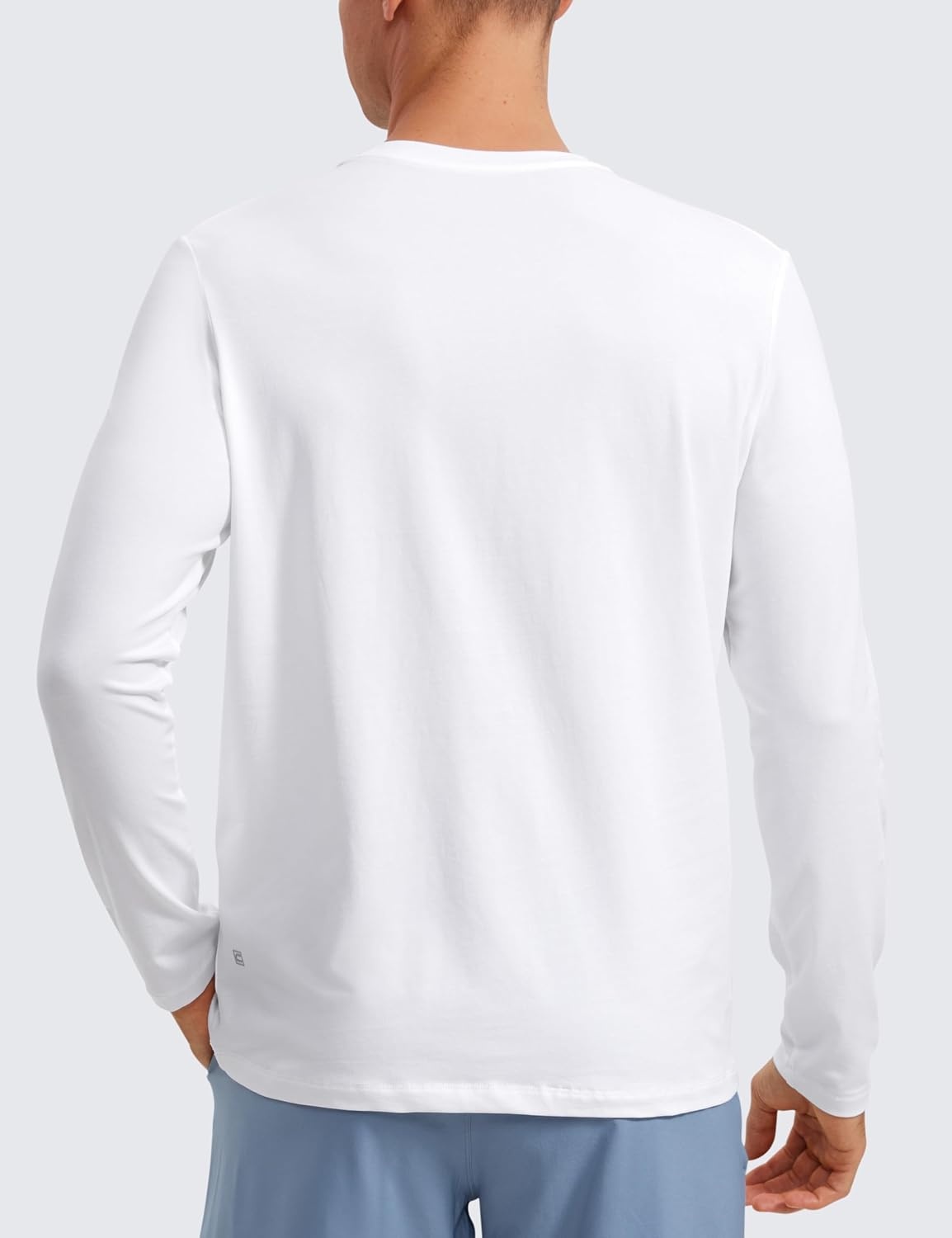 image:imageCRZ YOGA Pima Cotton Long Sleee Shirts for Men Casual Crewneck TShirts Breathable Workout Daily Basic Tee TopsWhite