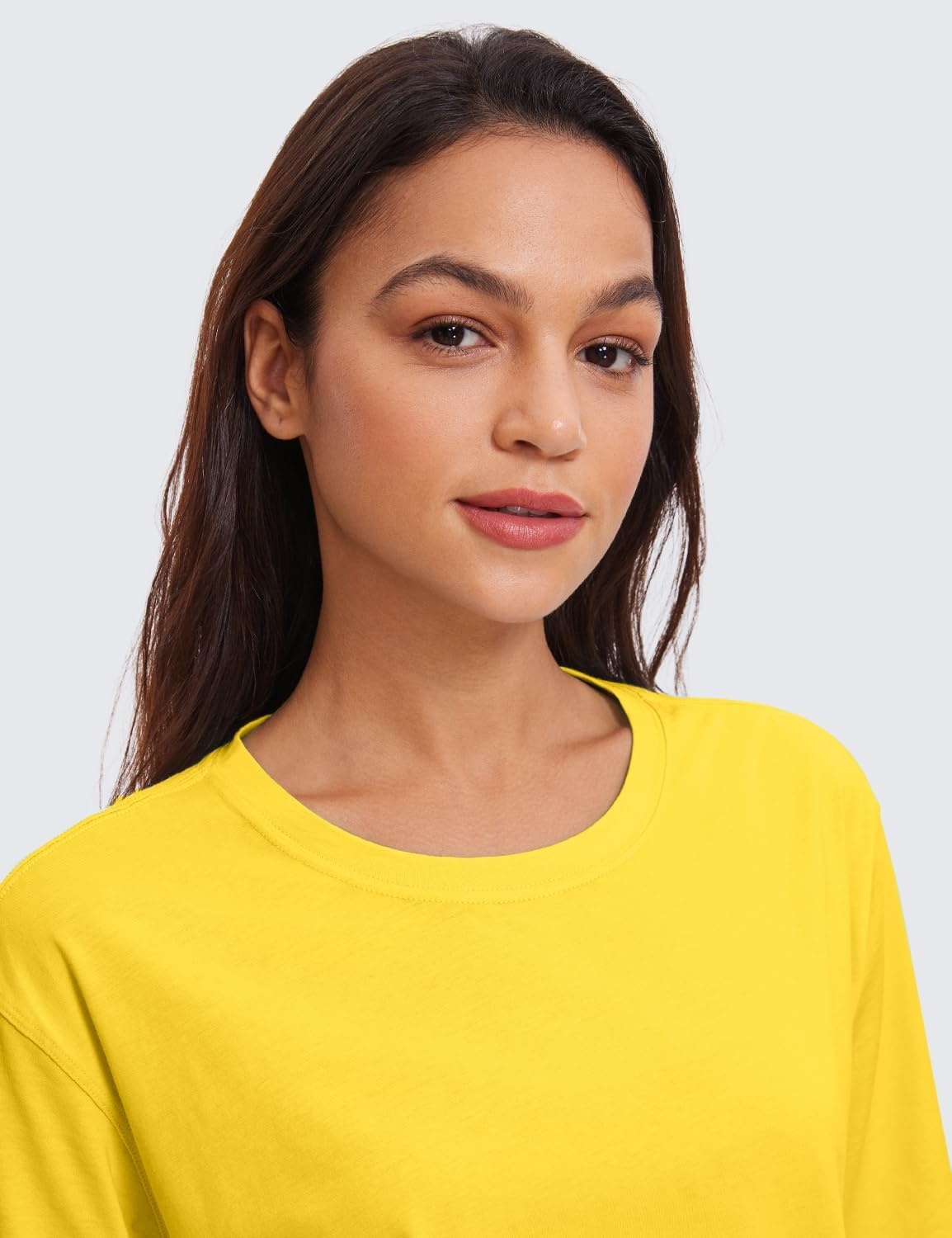 image:imageCRZ YOGA Pima Cotton Loose Crop TShirts for Women Workout Yoga Casual Athletic Running Short Sleeve Shirts Crewneck TopsHigh Visibility Yellow
